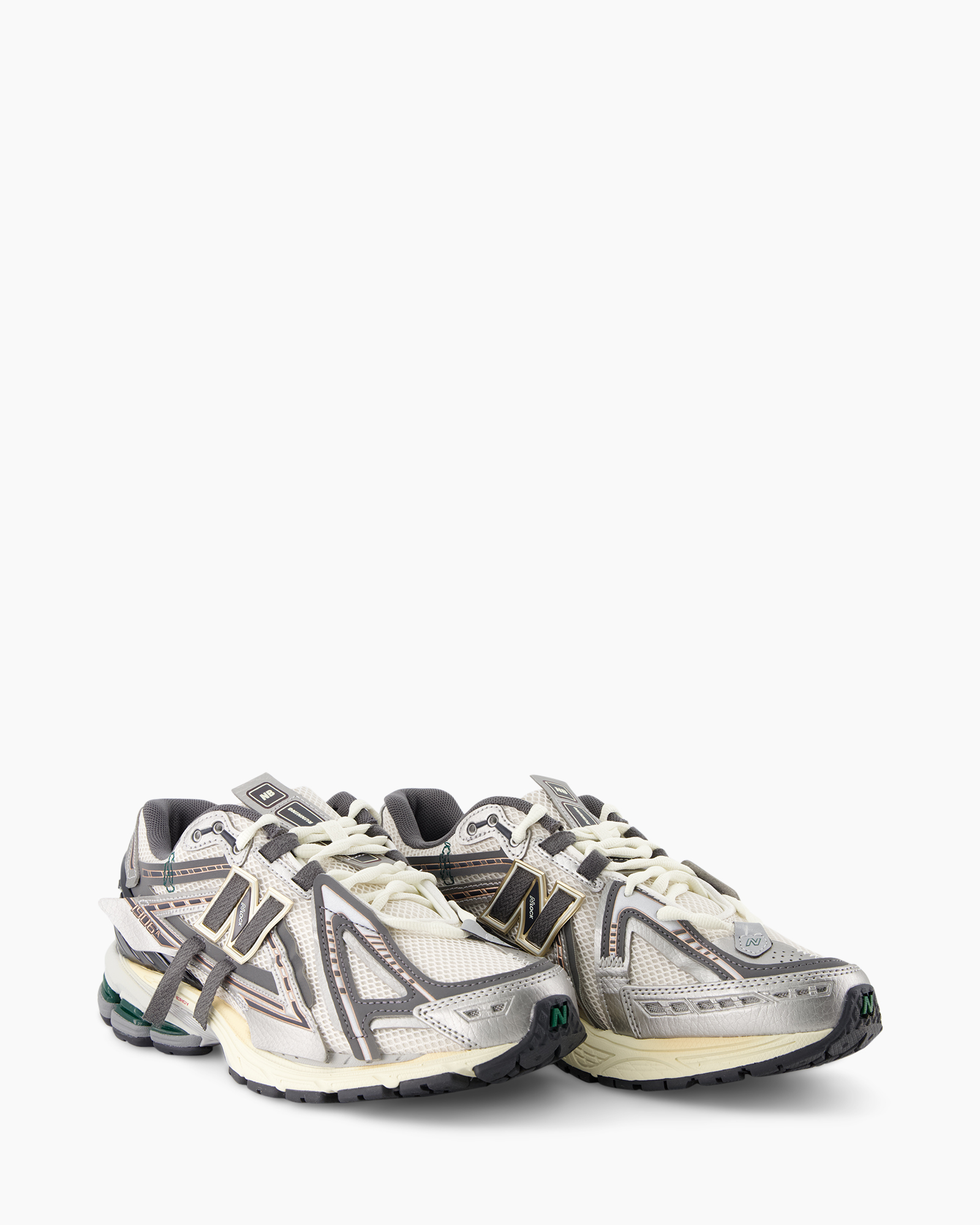 running shoe, sneaker, mesh upper, gray, white