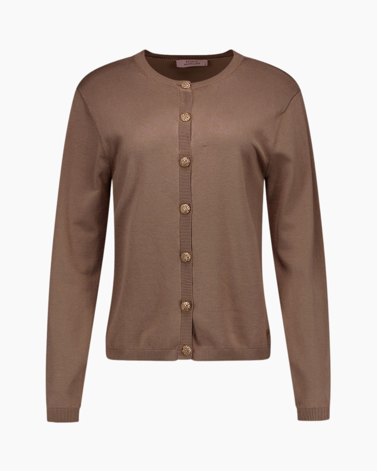 cardigan, button-up, brown, knitted, long-sleeve