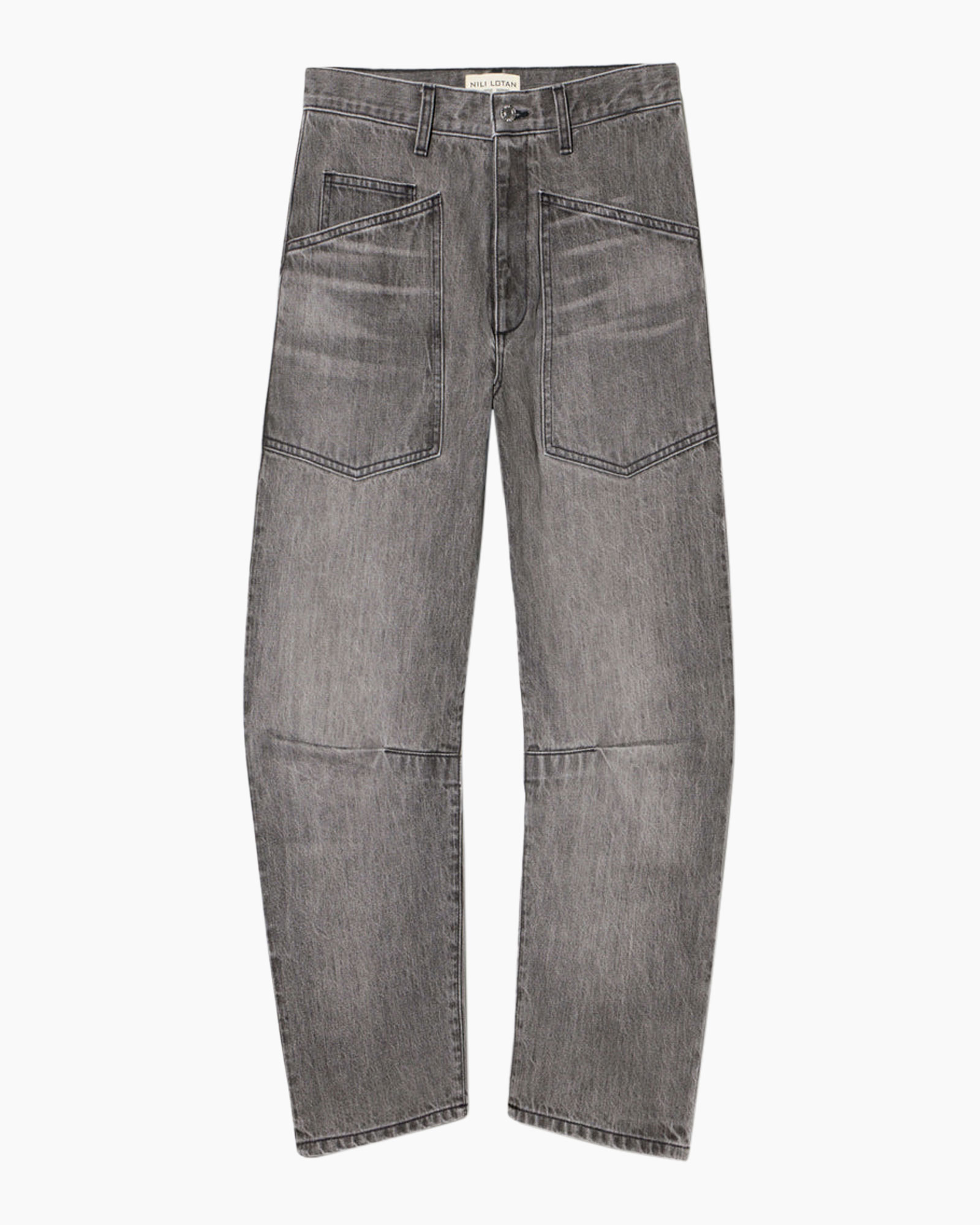 jeans, grijze, stone wash, large pockets, normale taille