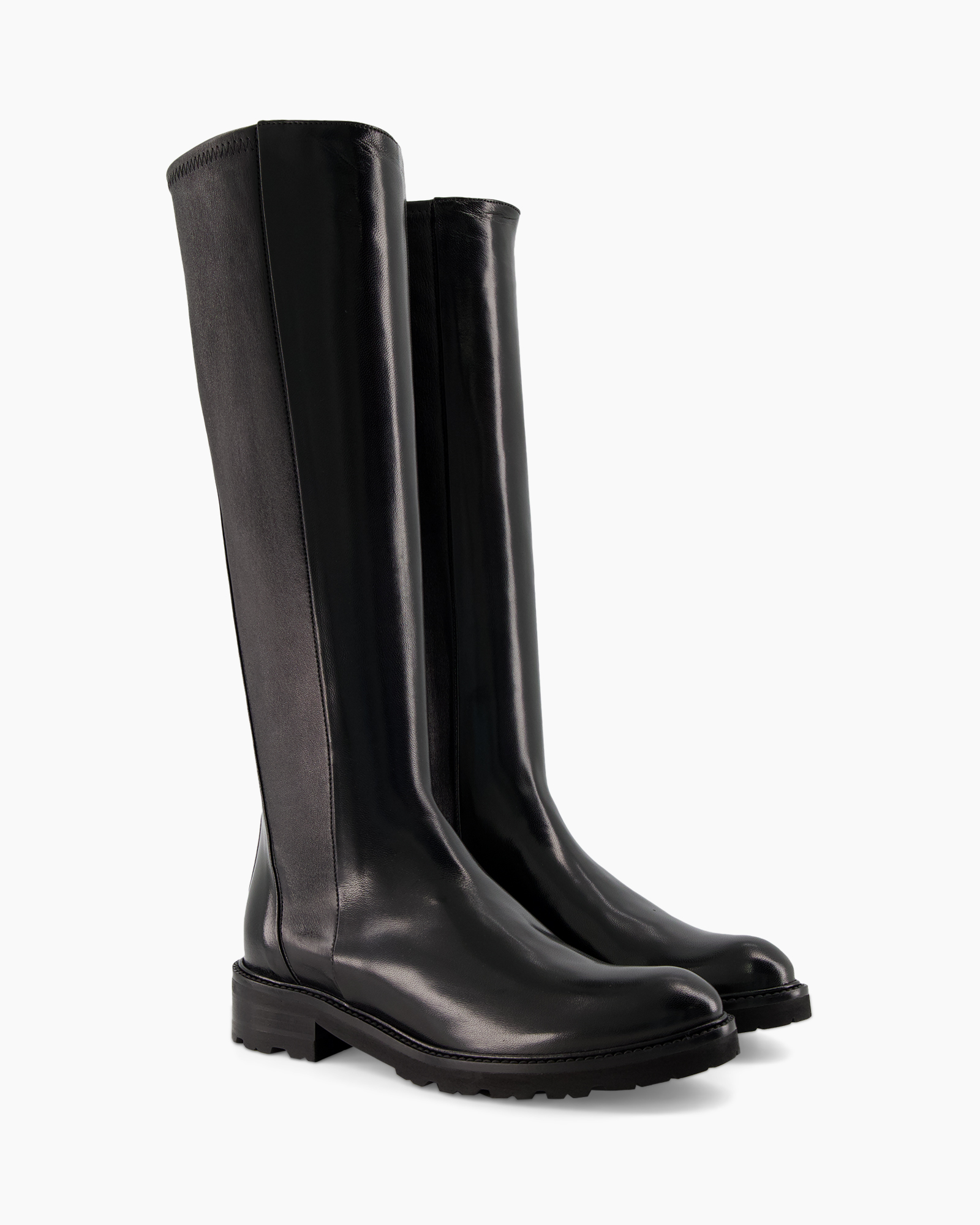 boots, knee-high, black, leather, sole