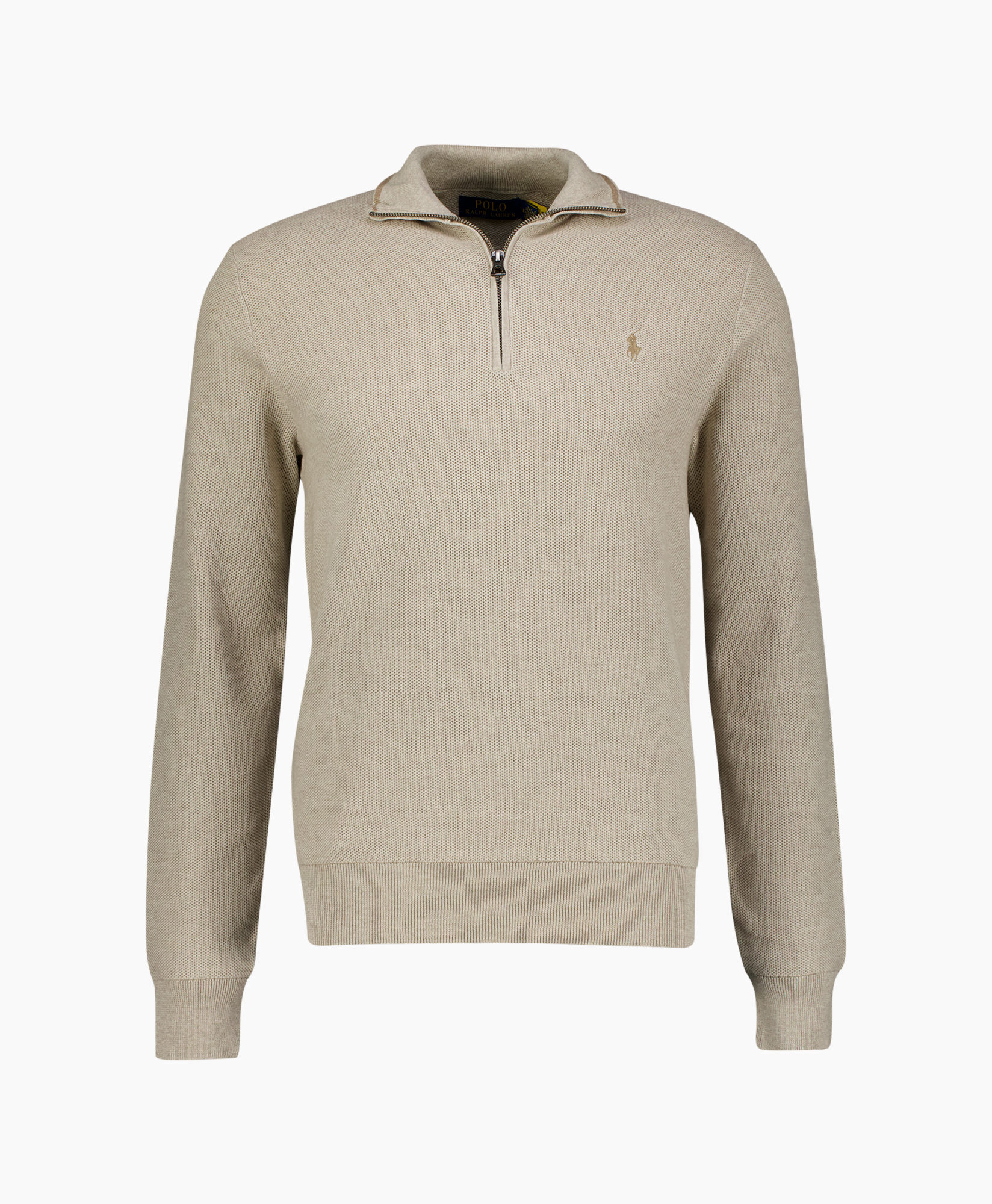 beige, pullover, quarter-zip, knit, long-sleeve