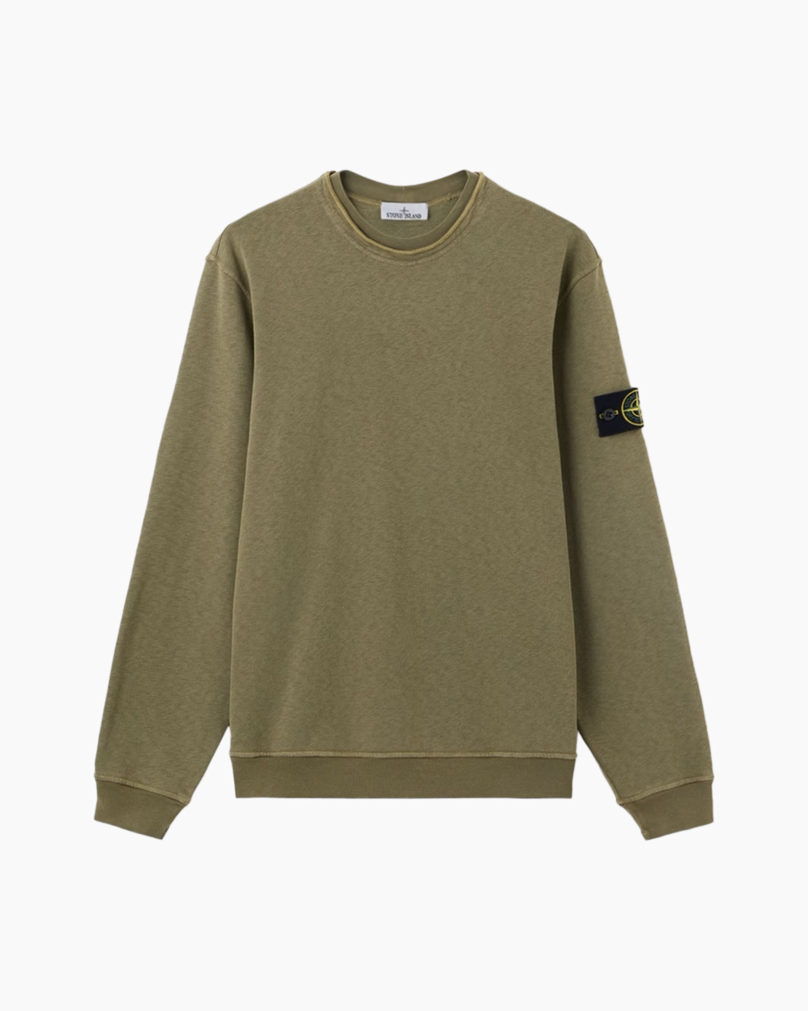 sweatshirt, olive, long-sleeve, crewneck, plain