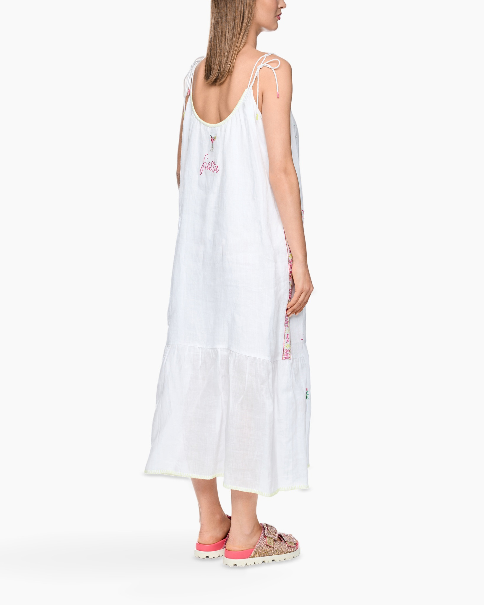 dress, sundress, linen, white, embroidery