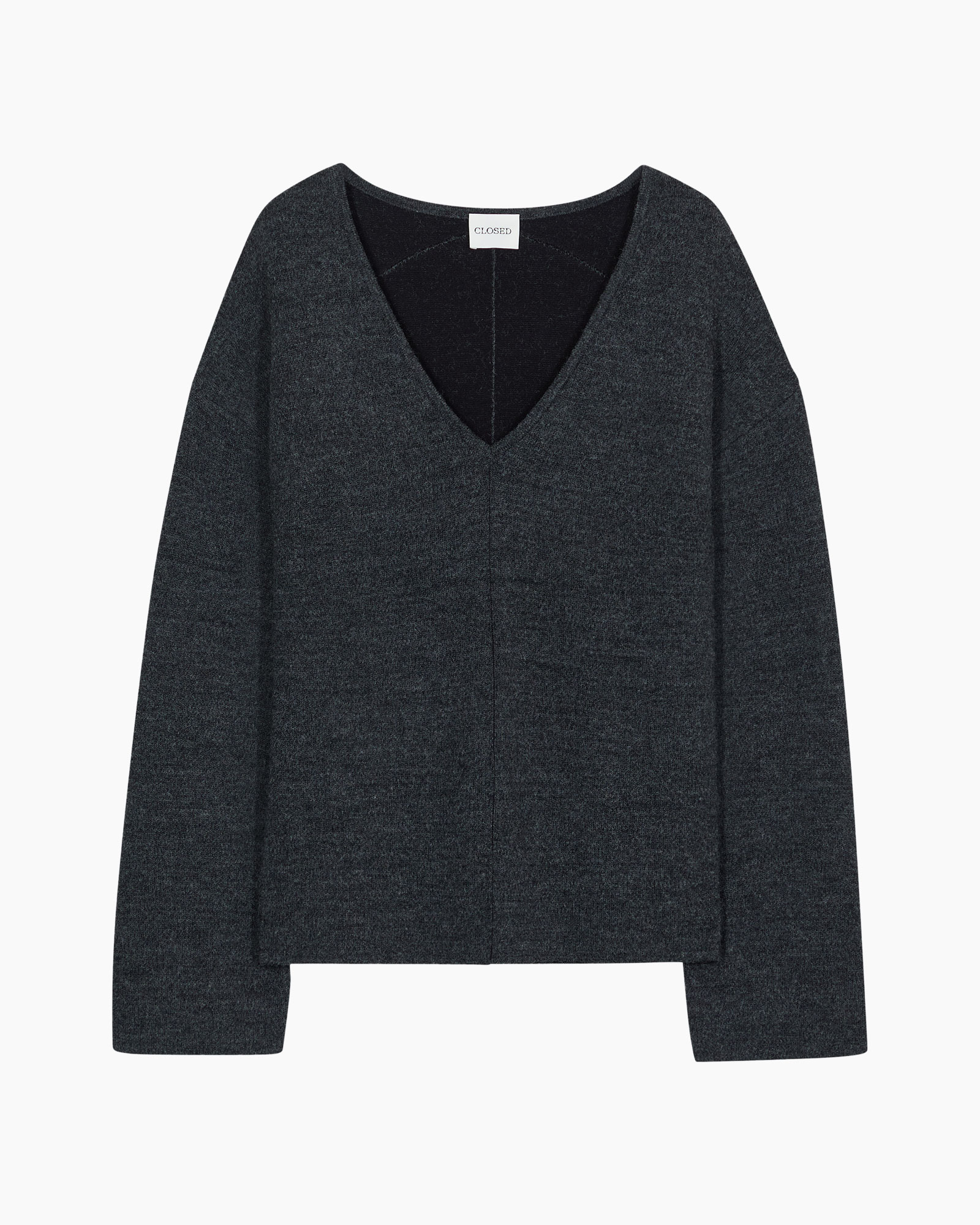 cardigan, v-neck, dark gray, long sleeves, knit fabric
