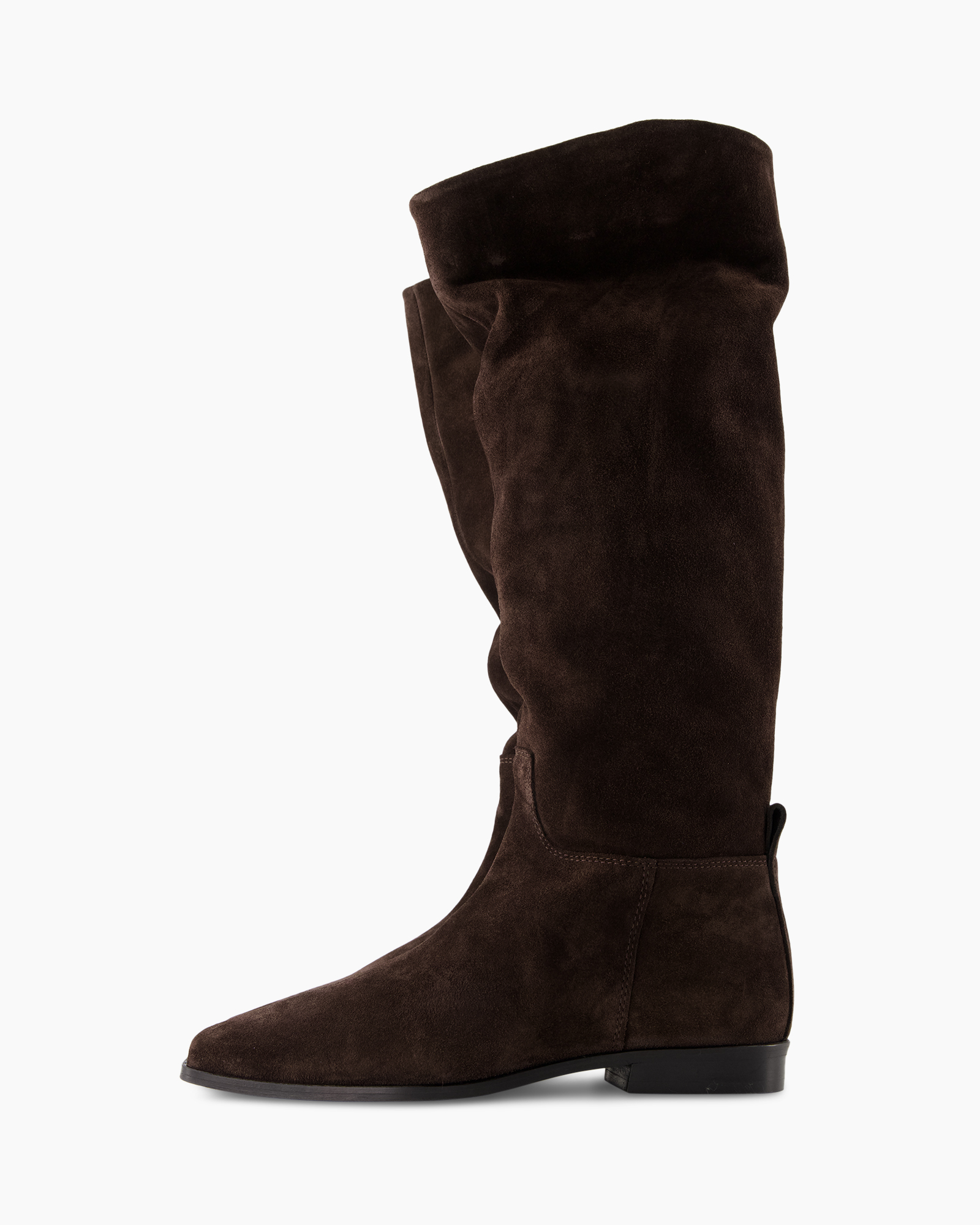 boots, knee-high, brown, suede, flat-heel