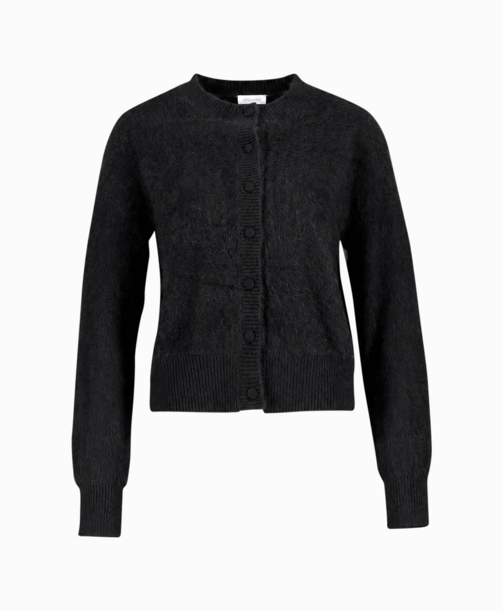 cardigan, black, knit, button-down, textured