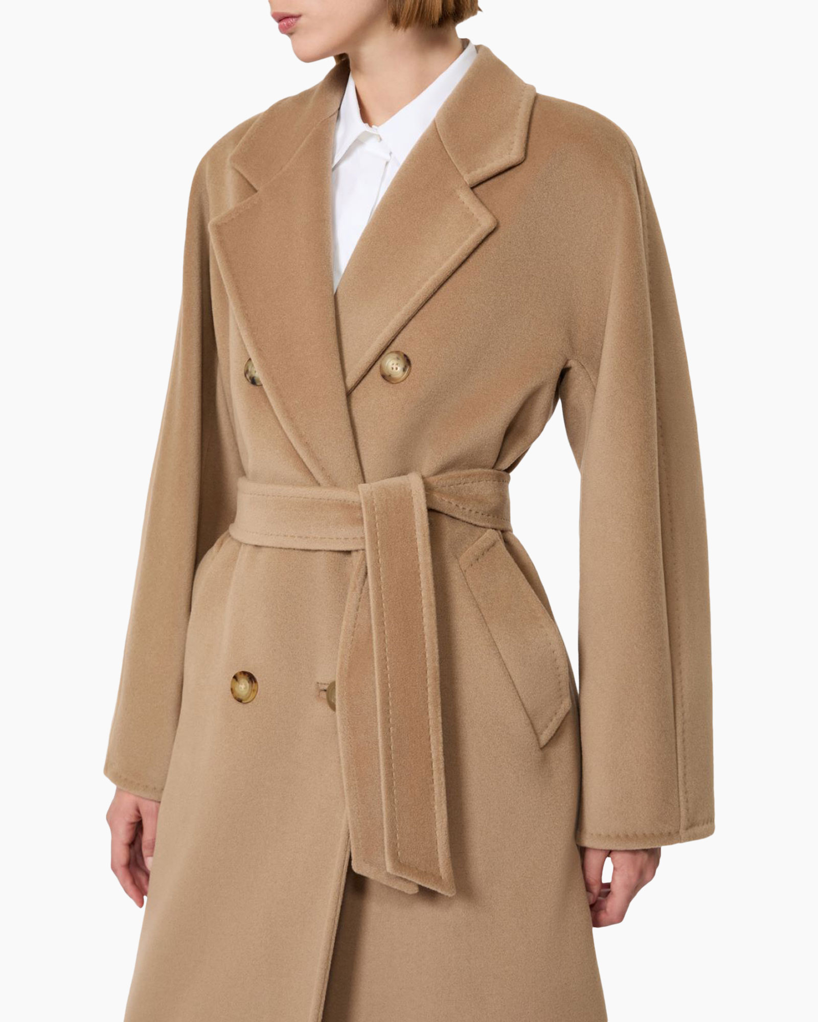 coat, camel, belt, double-breasted, lapel