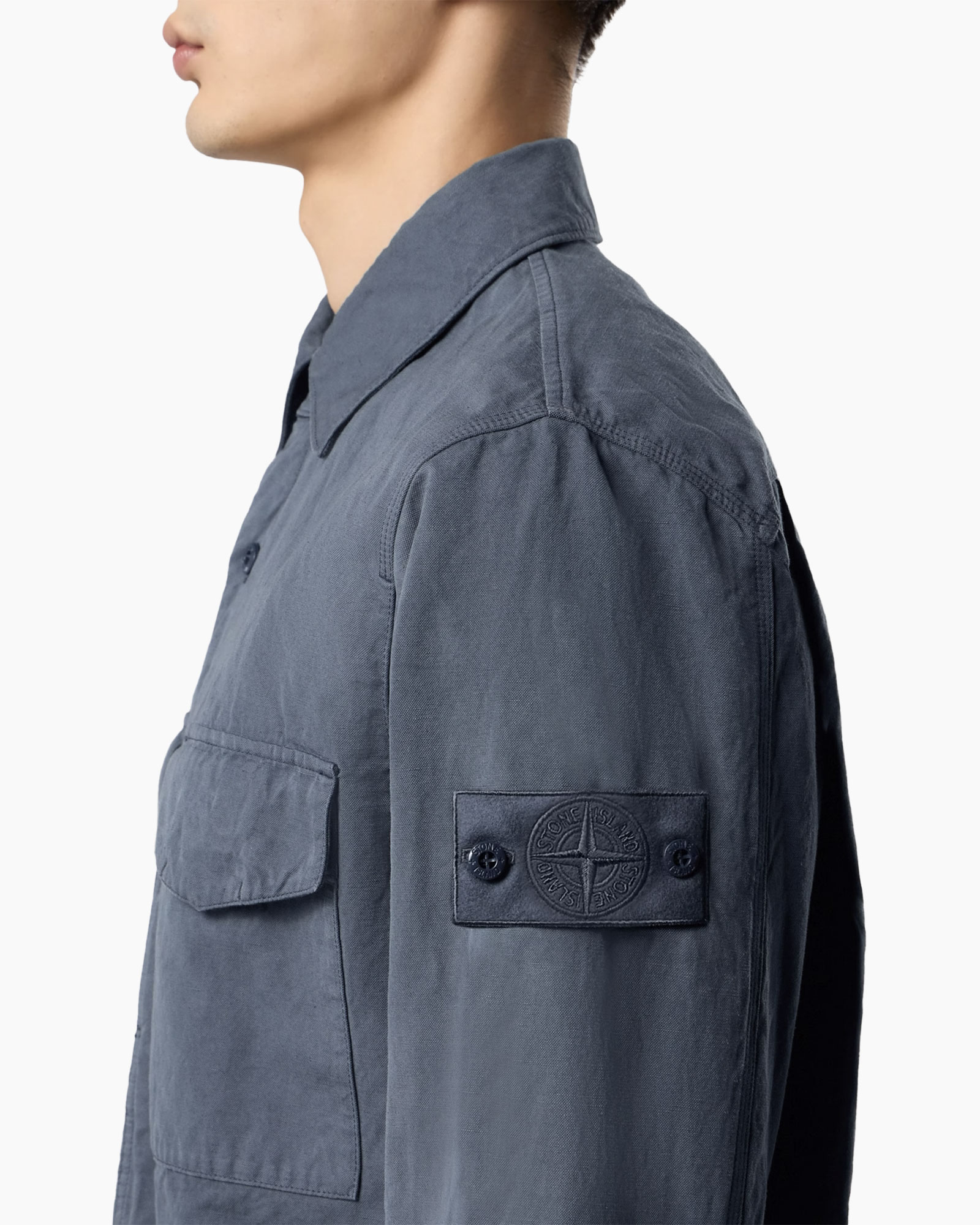 shirt, jacket, long-sleeve, collar, patch pocket, arm logo patch