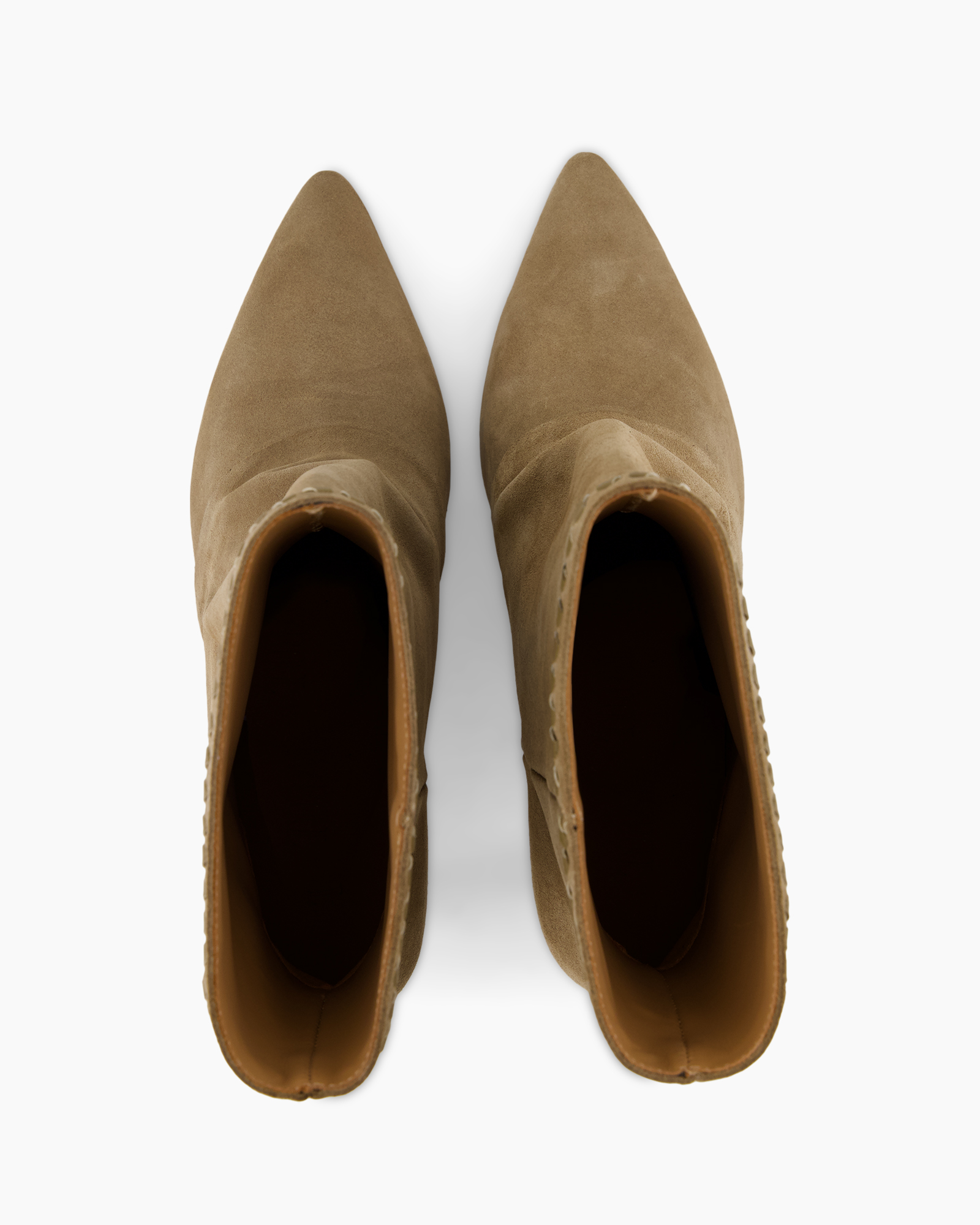 ankle boots, tan suede, pointed toe, slip-on, boots