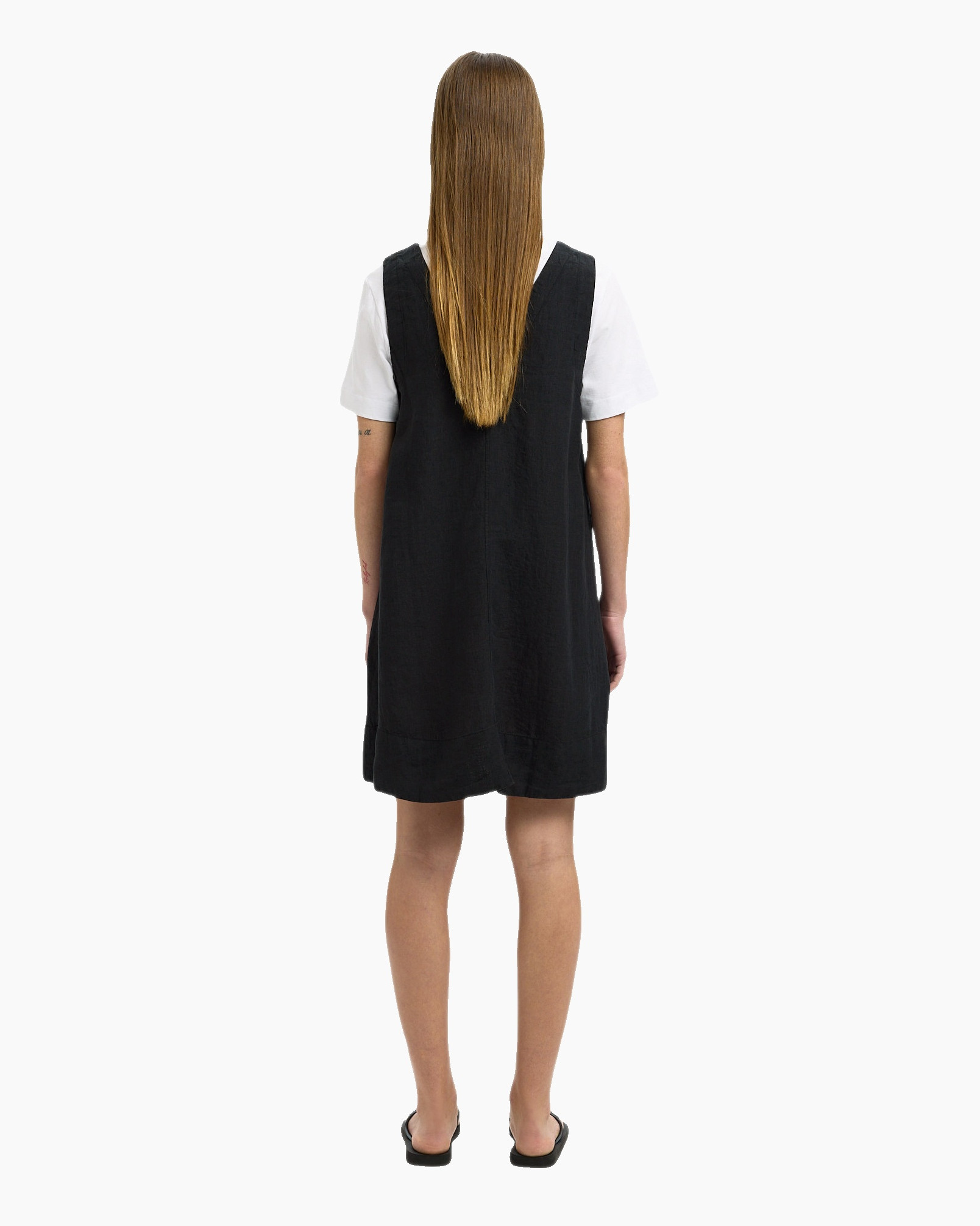 Jurk Linna Sl Short Linen Dress B Zwart