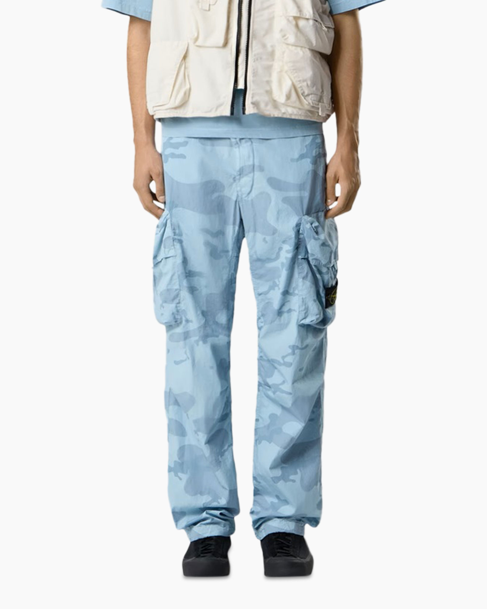 cargo pants, camouflage, pockets, light blue, pants