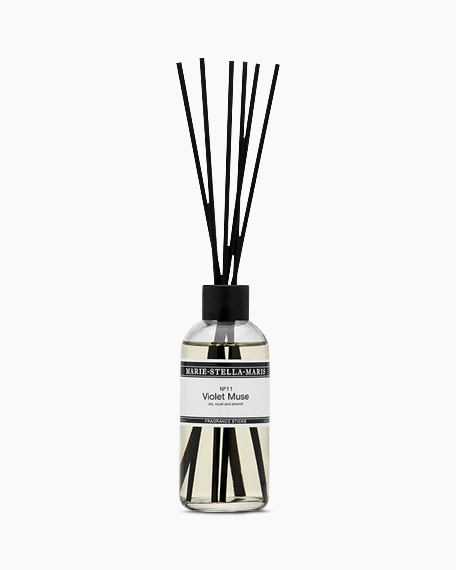 reed diffuser, glass bottle, black reeds, scent diffuser, Violet Muse