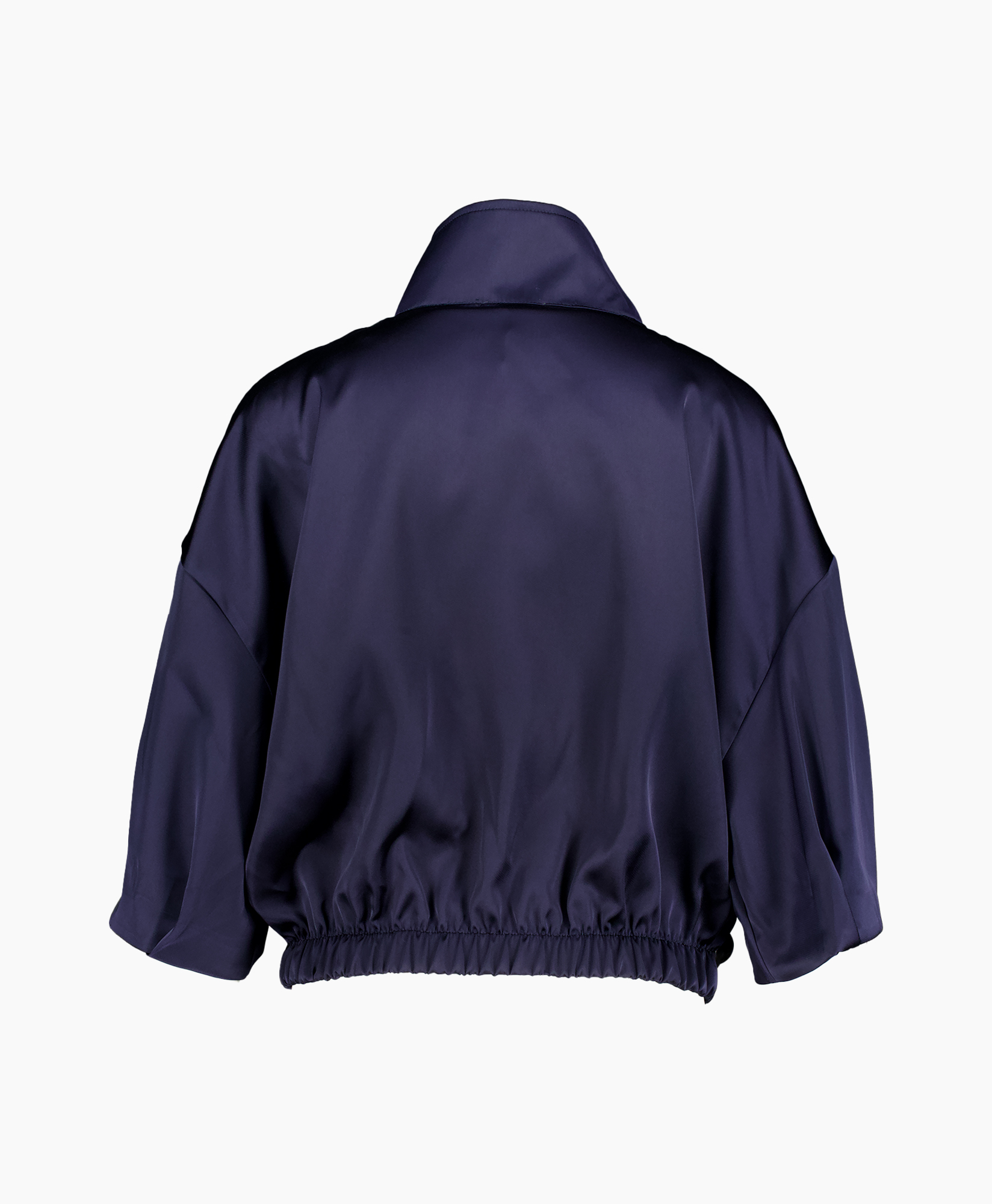 jacket, windbreaker, navy, collar, elastic hem