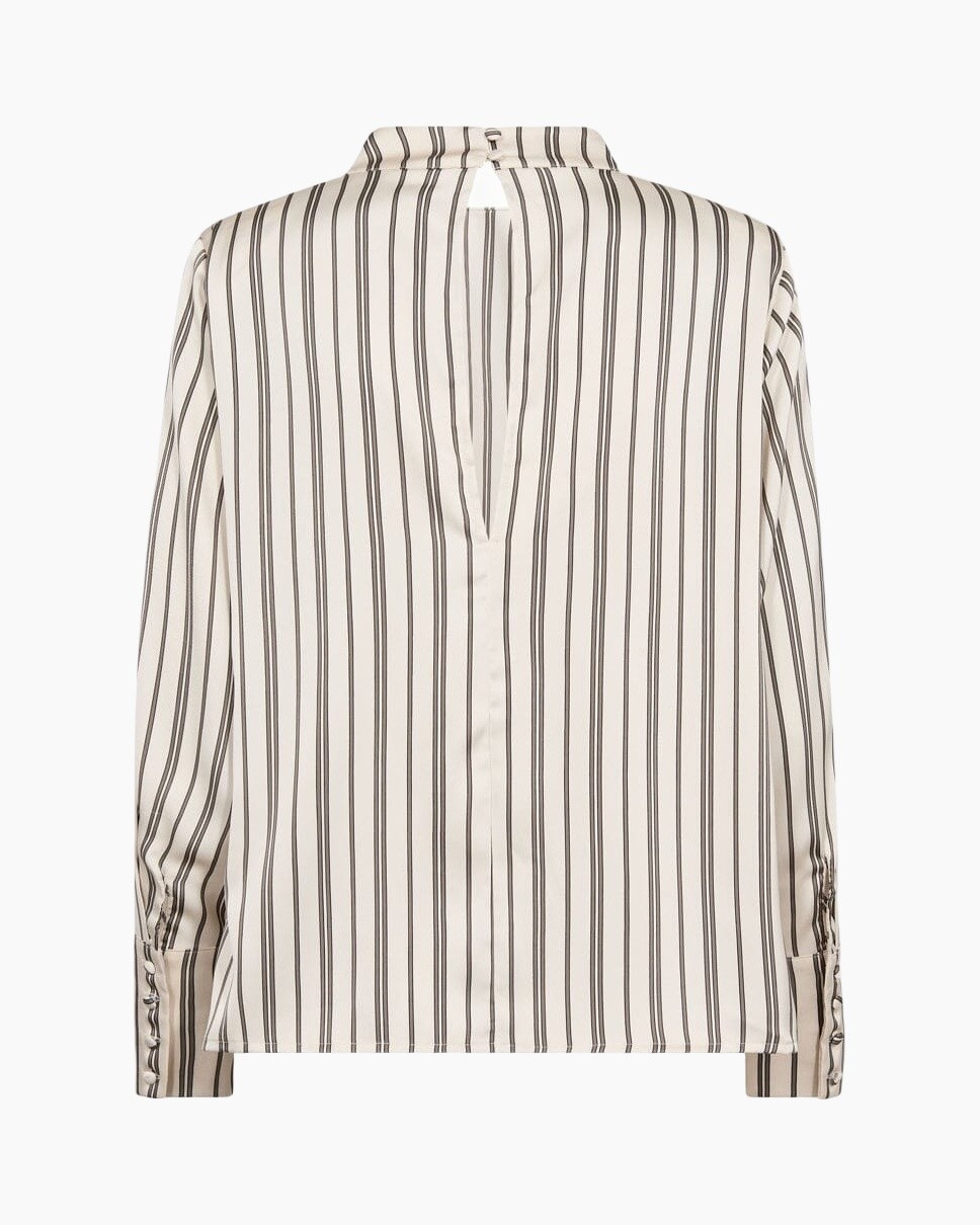 striped, blouse, high-neck, button detailing, long sleeve