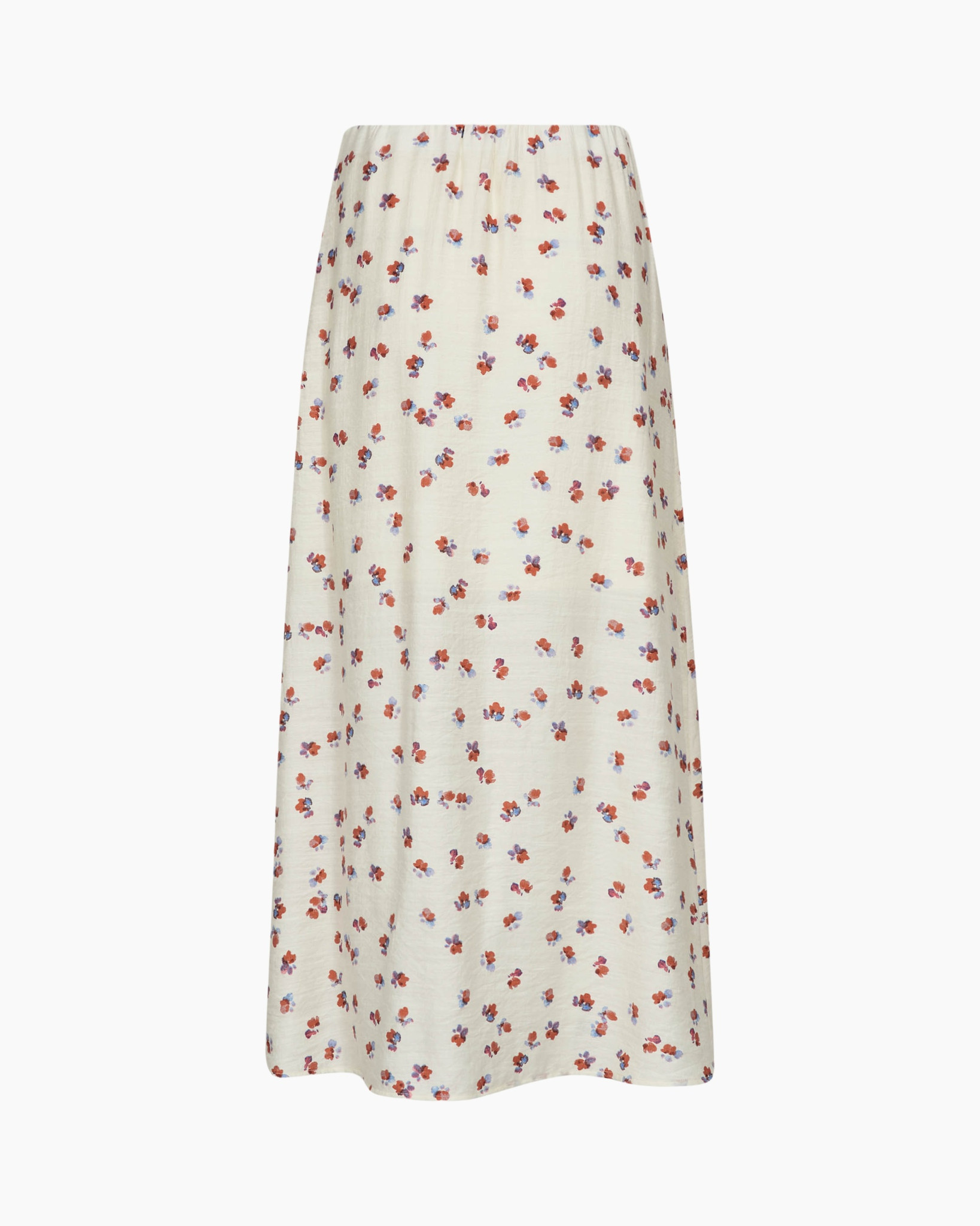 skirt, floral, mid length, cream, elastic waist