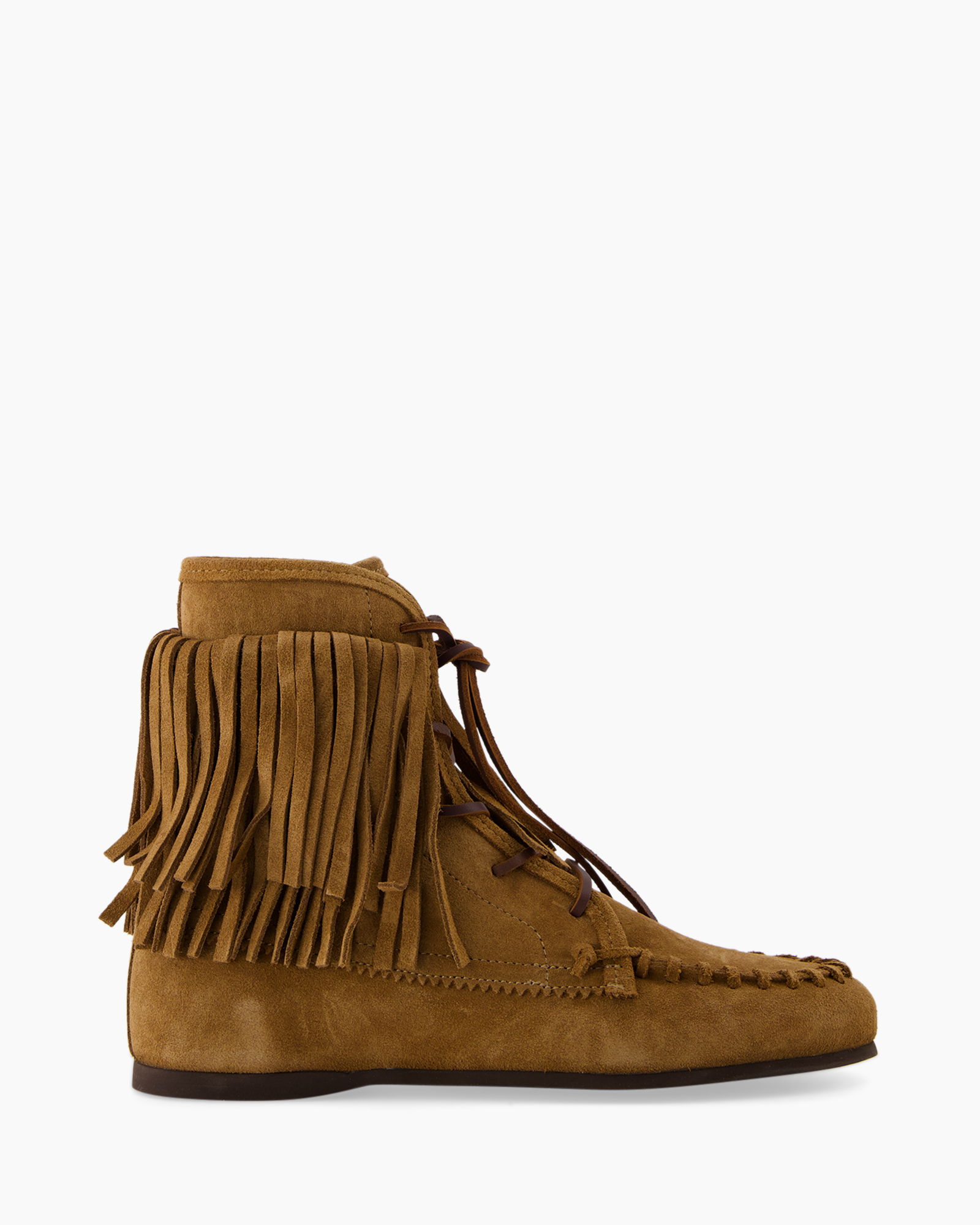 ankle boot, fringe, suede, lacing, moccasin style