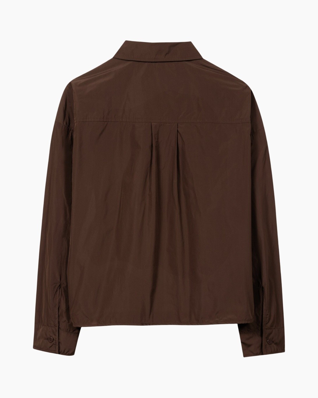 brown, jacket, collar, long sleeves, back pleats
