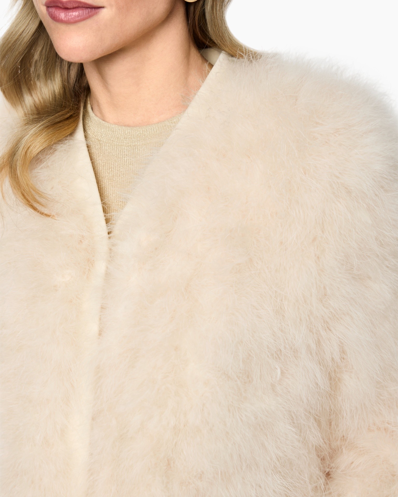 fur coat, cream color, outerwear, coat sleeve, textured fur