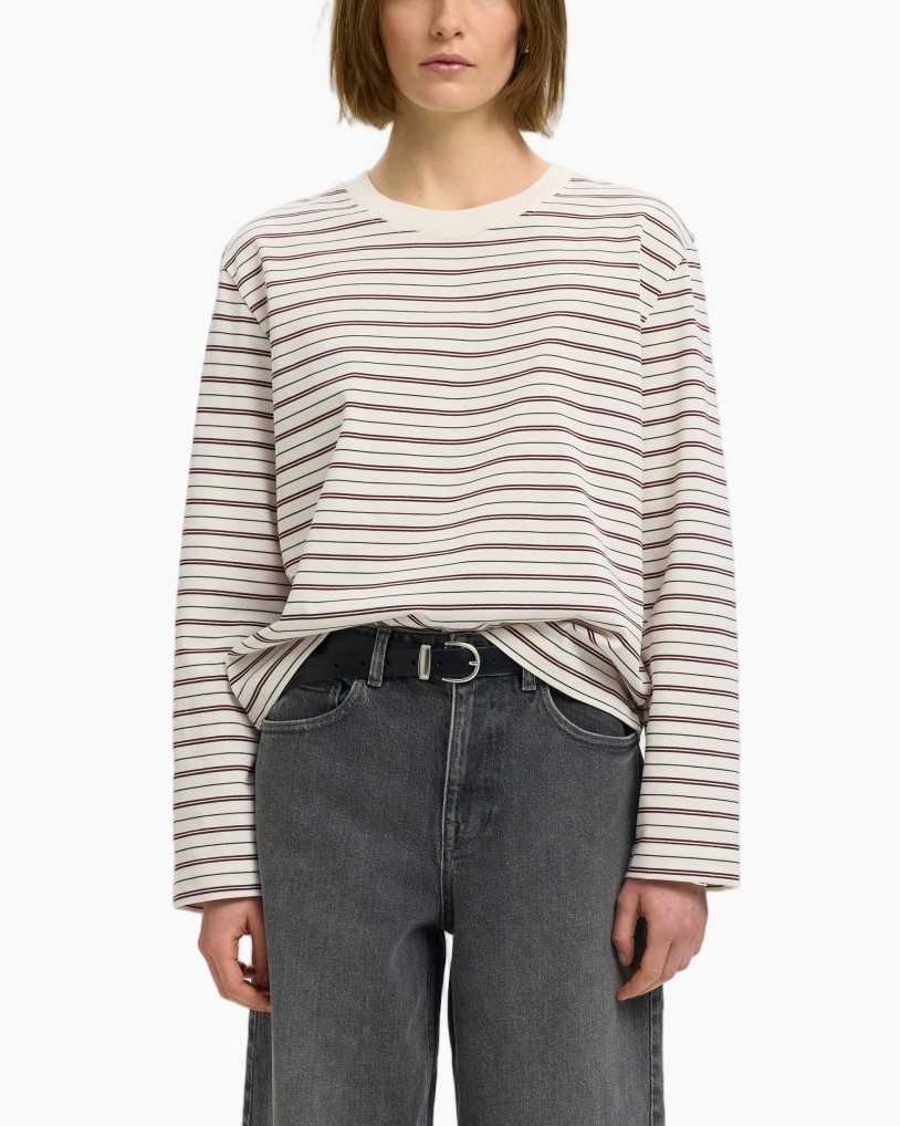 striped, long-sleeve, crew-neck, knit, t-shirt-like