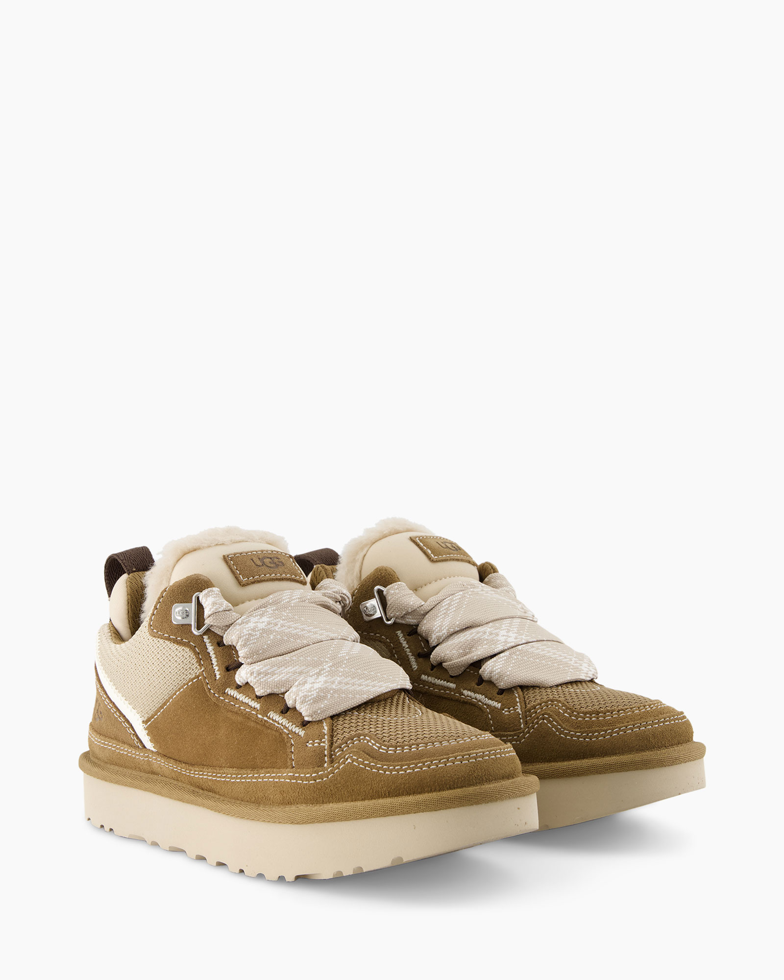 ankle boot, sneaker, tan, fur lining, laces