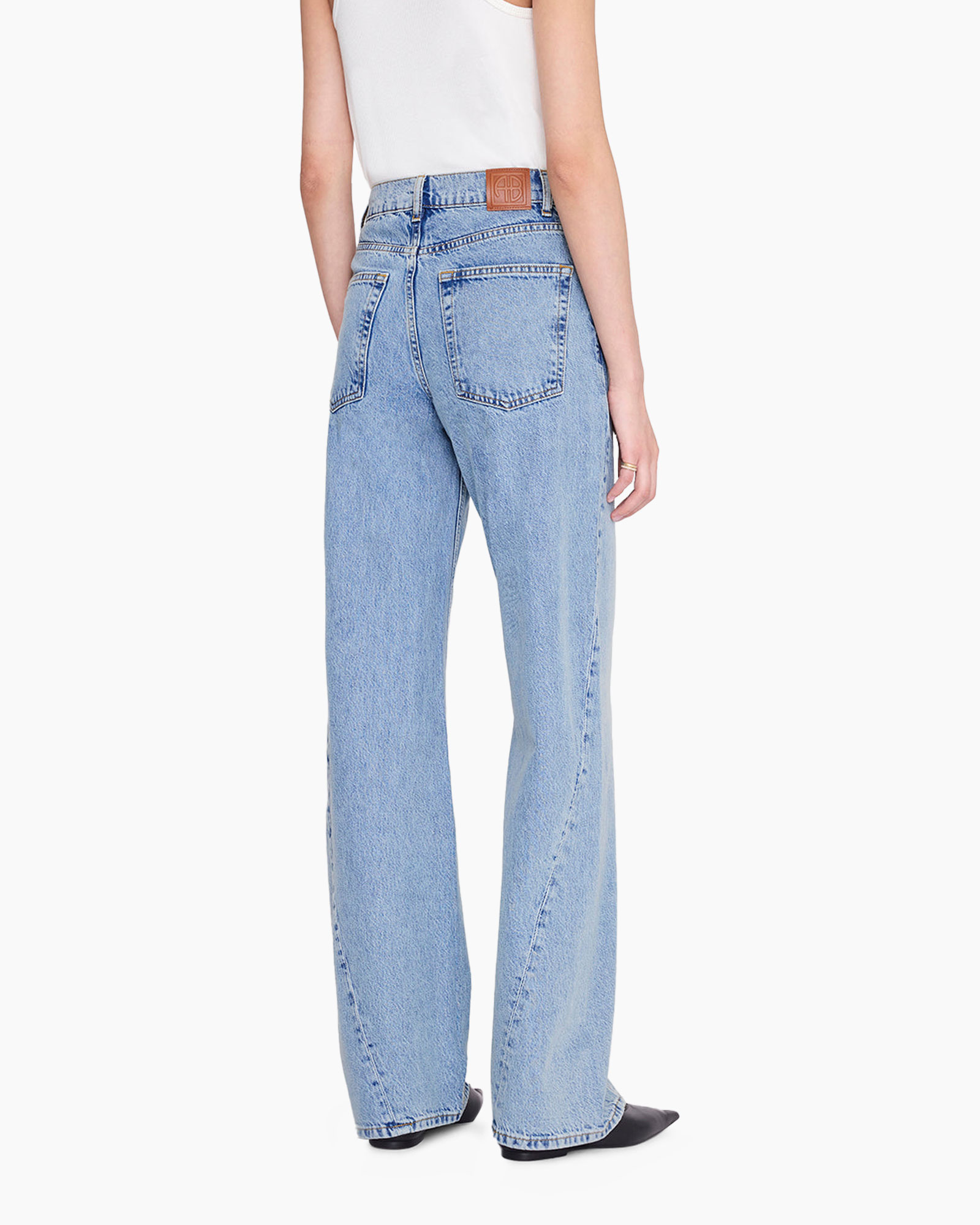 jeans, denim, wide-leg, back view, pockets