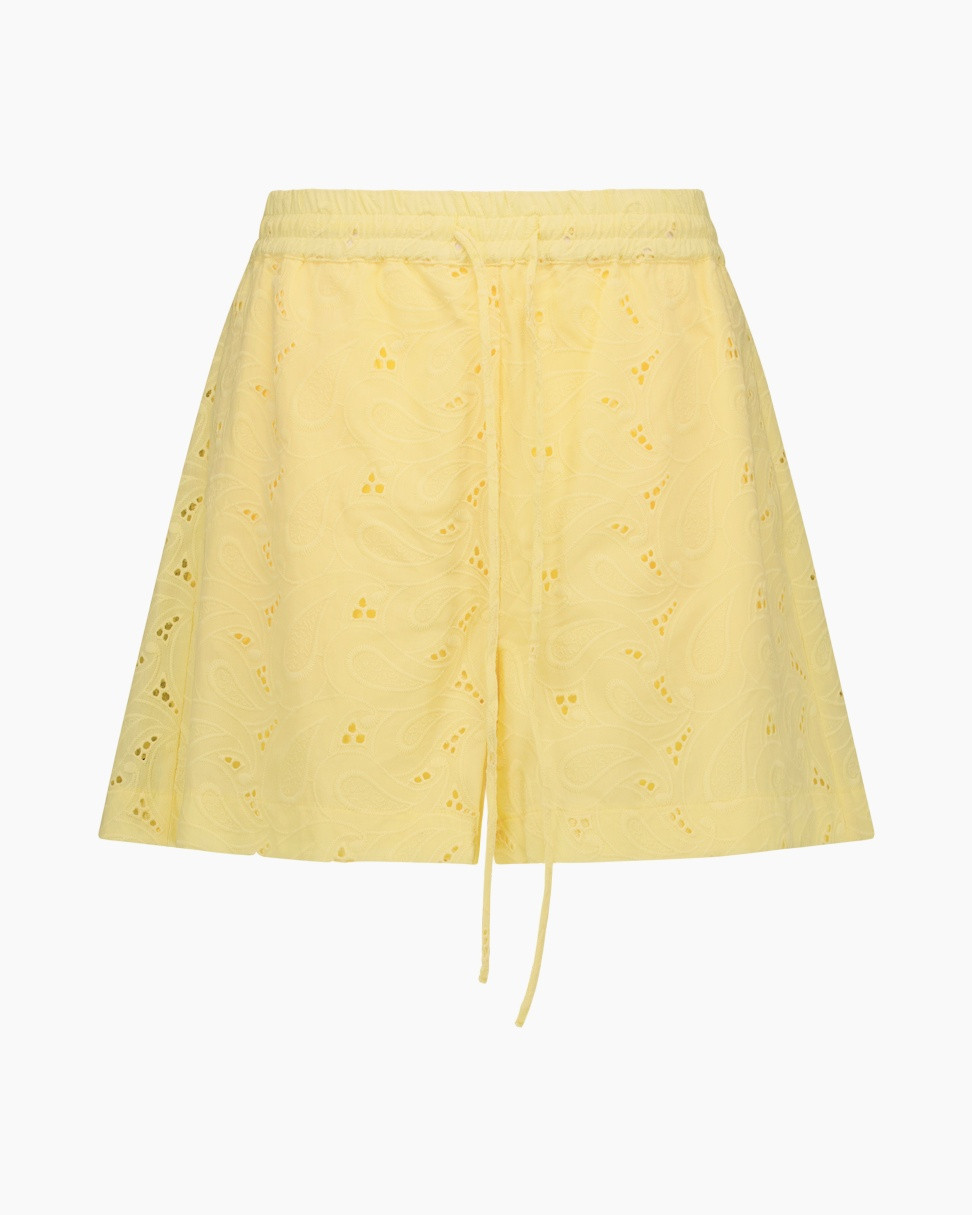 skirt, yellow, embroidery, drawstring, a-line