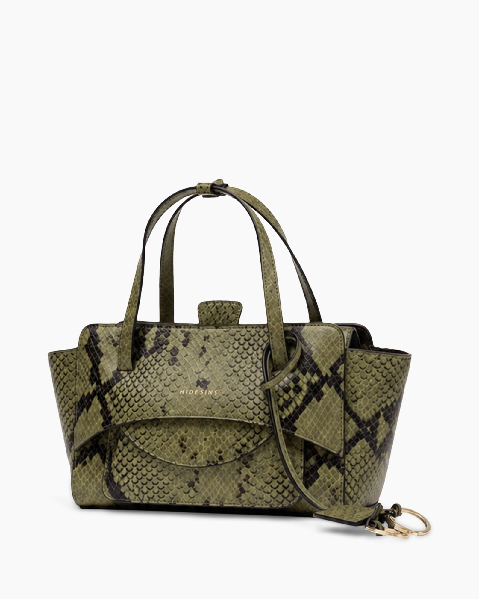 handbag, bag, snake print, green, structured