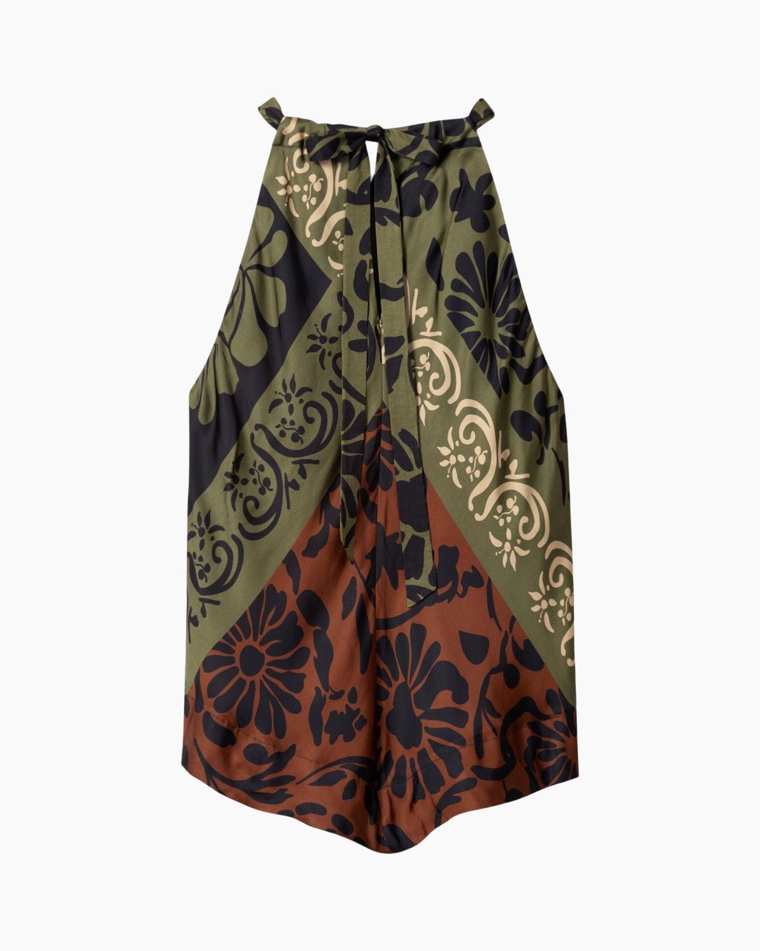 cape, dress, halter, abstract floral, multi-color