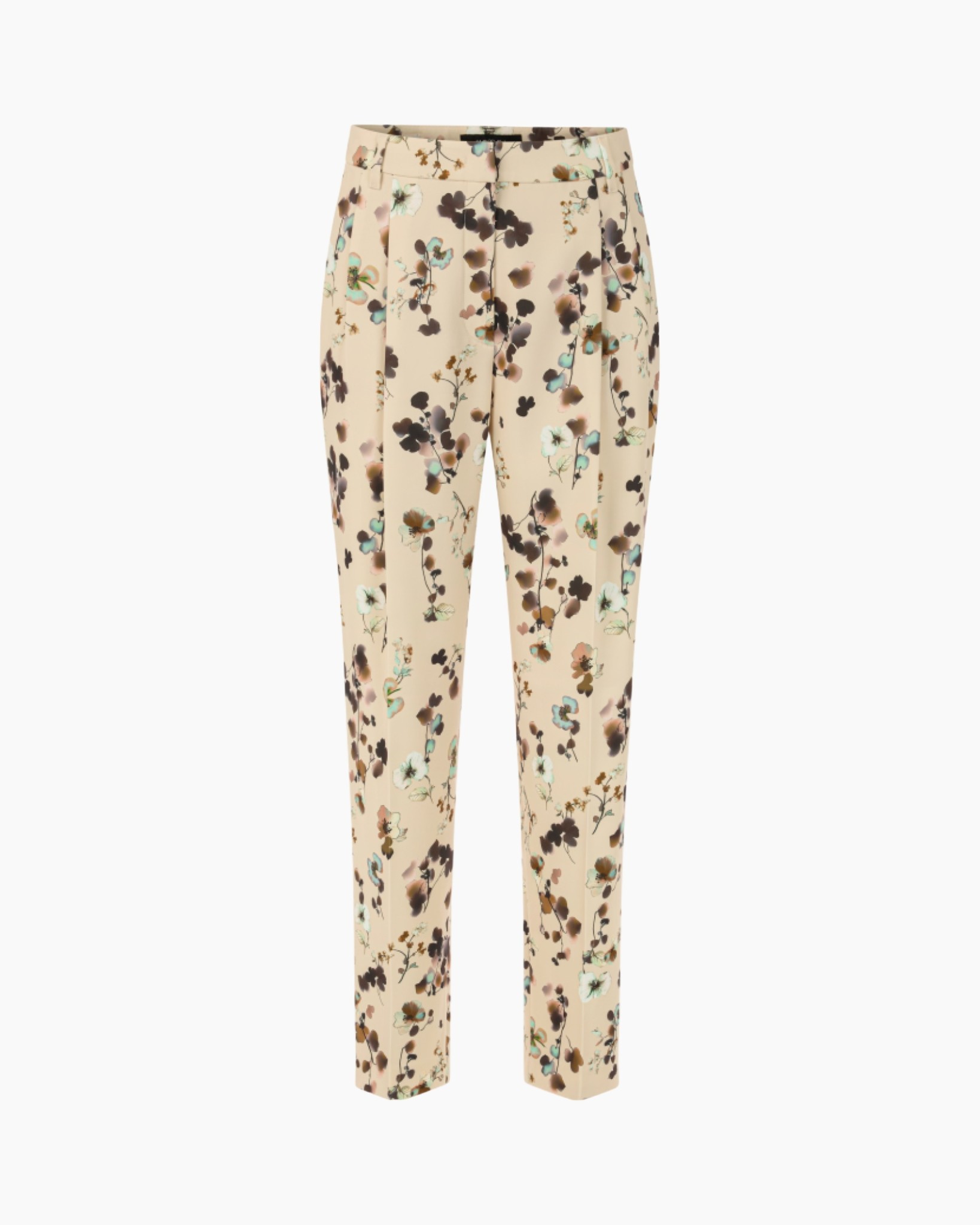 pants, beige, floral, print, trousers