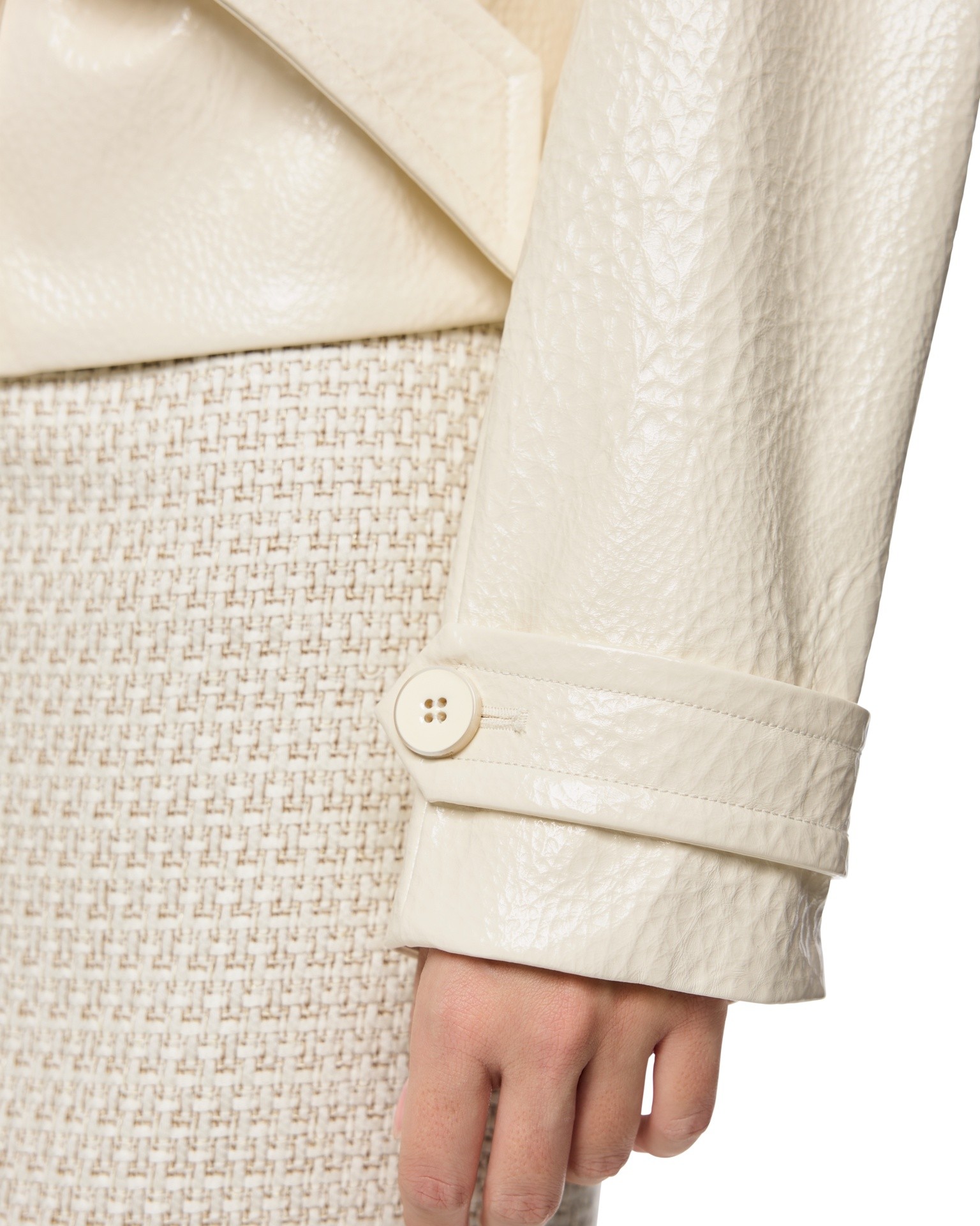 white, leather, coat sleeve, button, texture