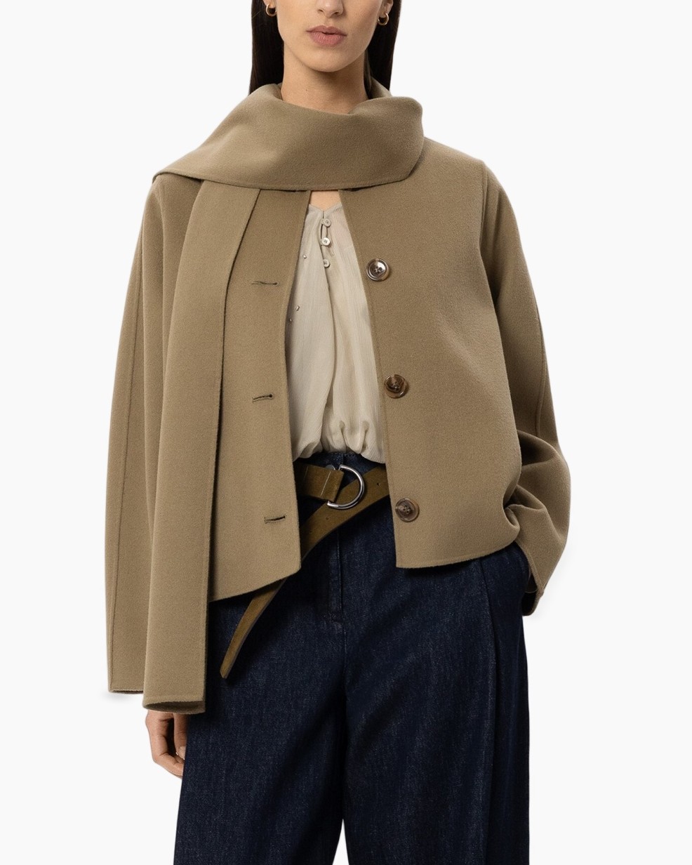 coat, camel, wrap, belt, buttons