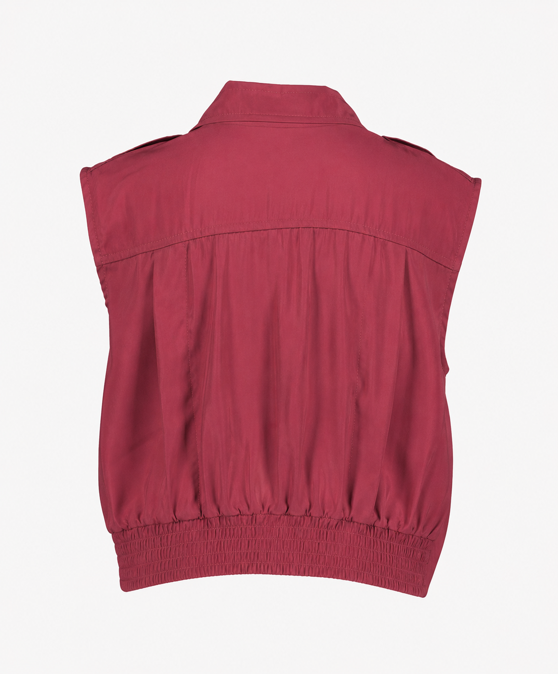 button-down, sleeveless, collared, burgundy, top