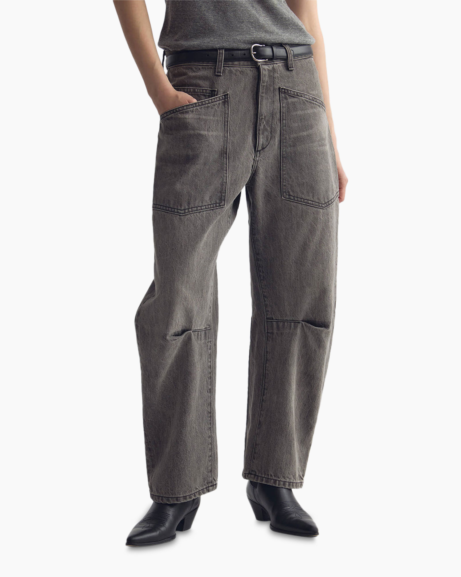 pants, jeans, gray, wide-leg, pockets