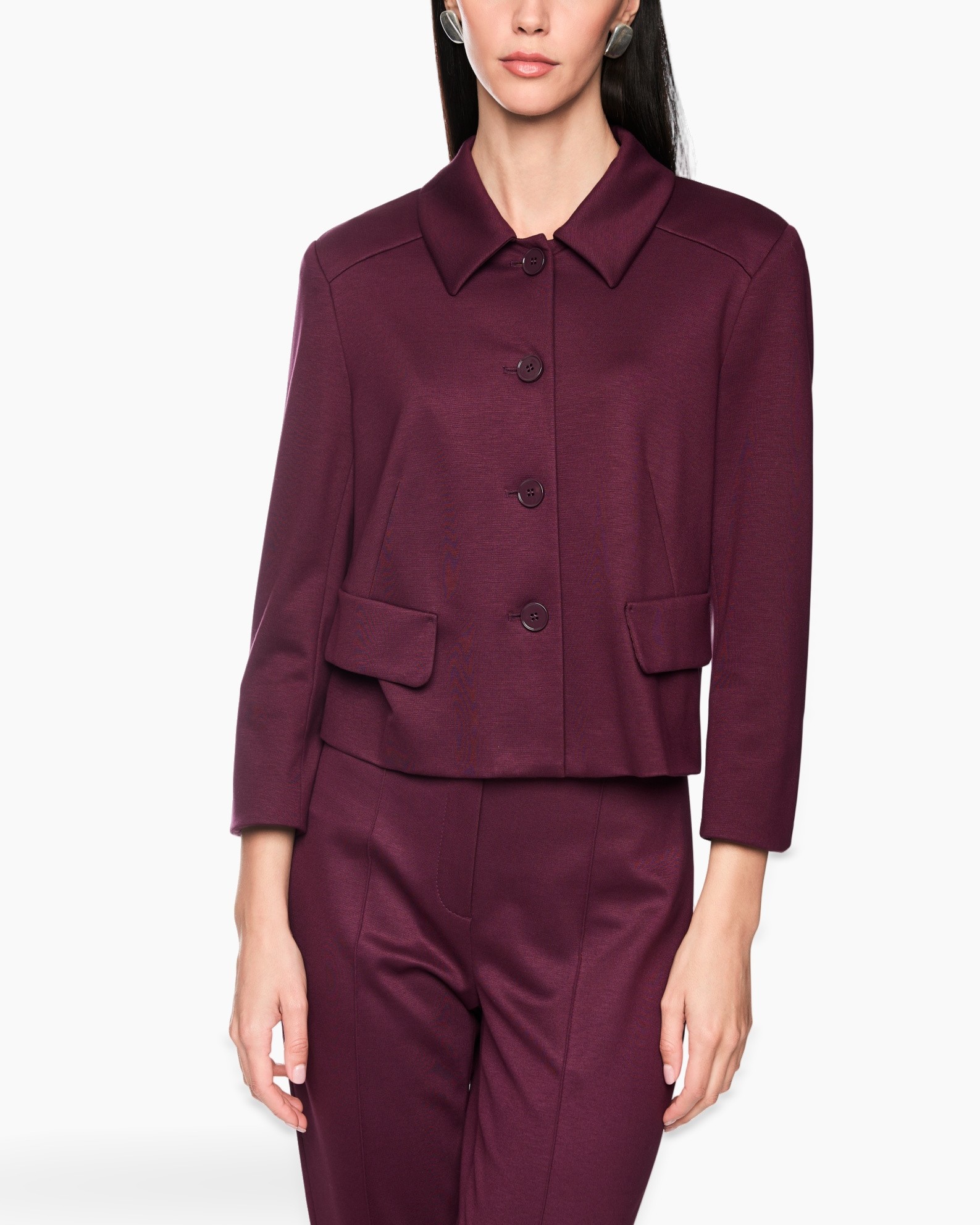 jacket, blazer, burgundy, buttoned, collar