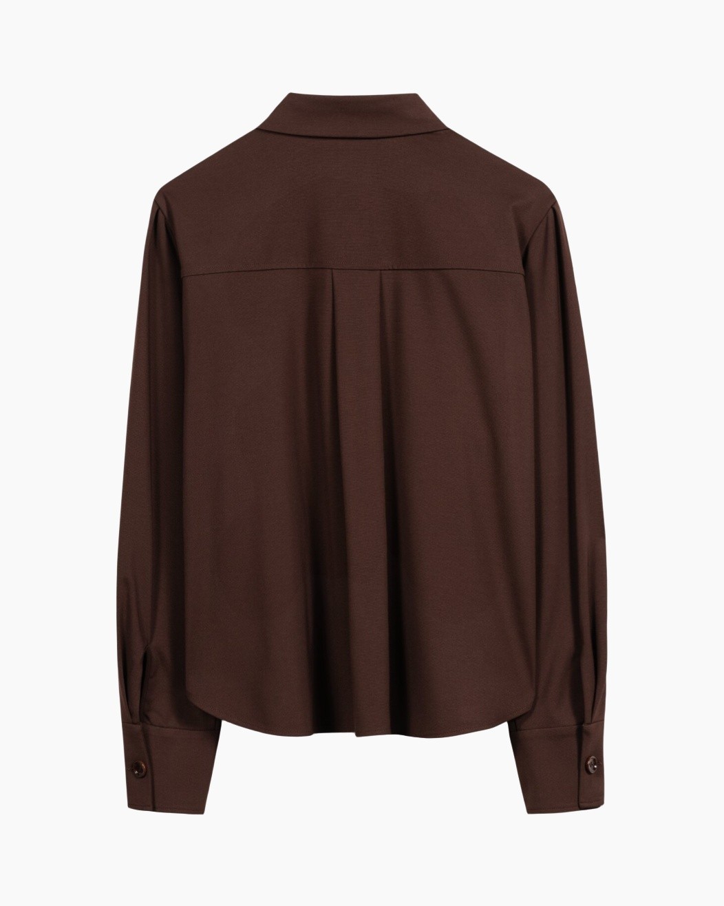 blouse, long sleeve, brown, collared, loose fit