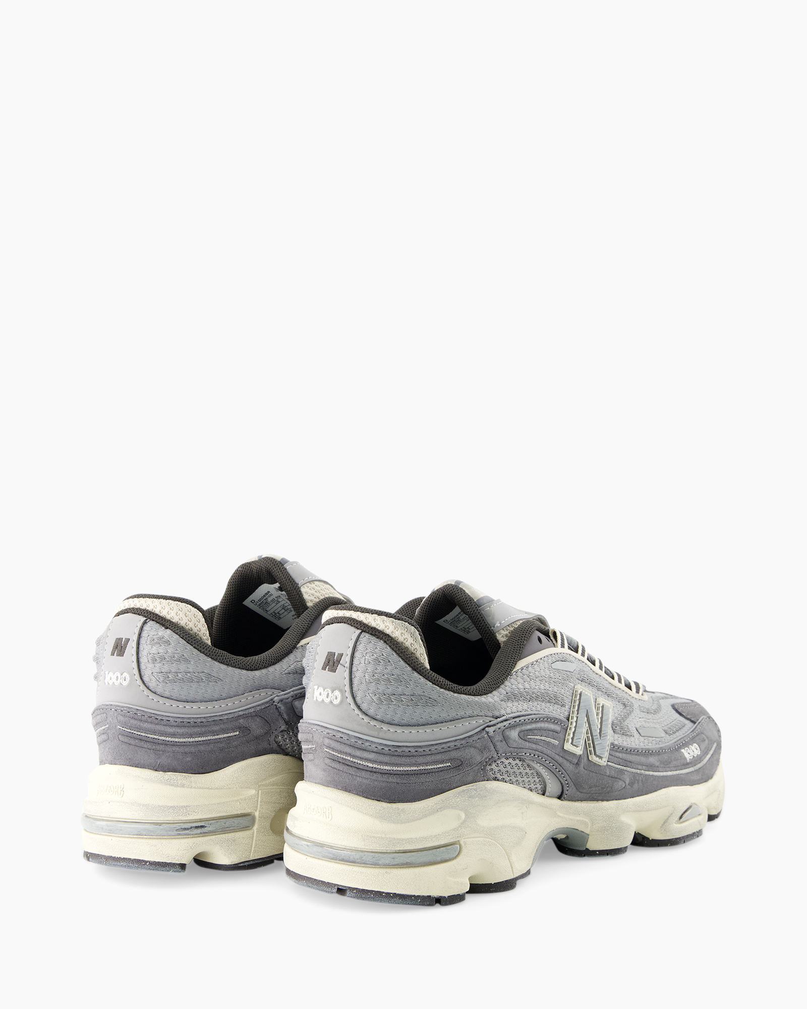 sneakers, grey, athletic, back view, chunky sole