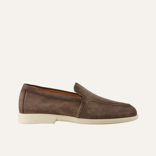 loafer, slip-on, brown, suede, shoe