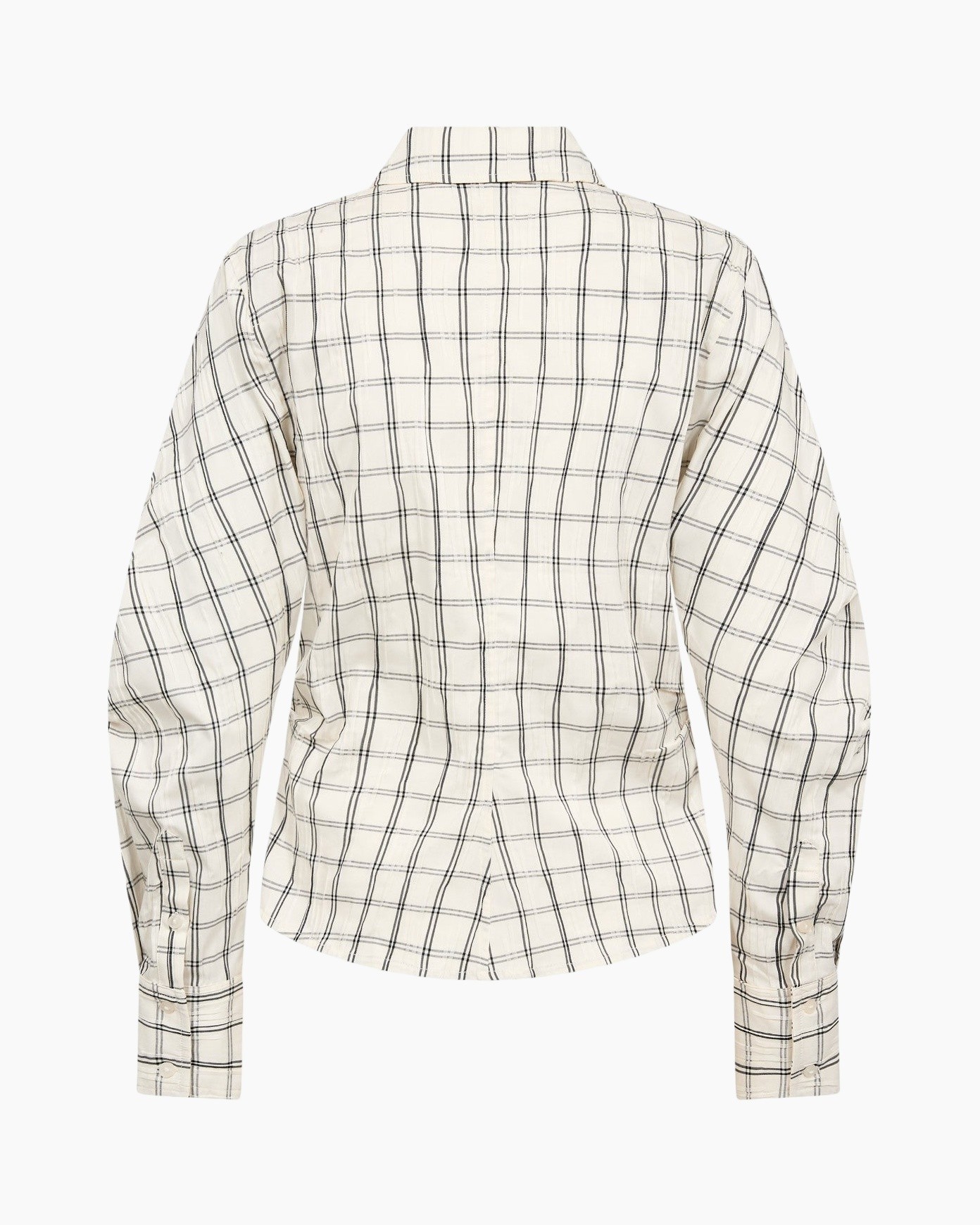 shirt, plaid, long-sleeve, collared, wrap-overlap