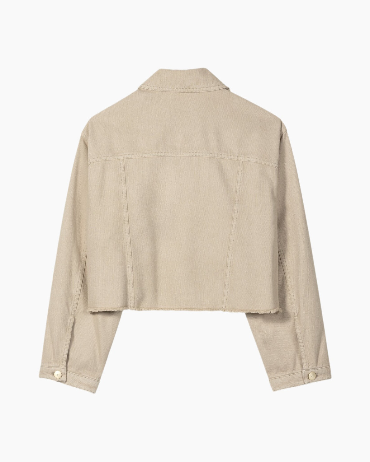 beige, jacket, cropped, denim-like, long-sleeve