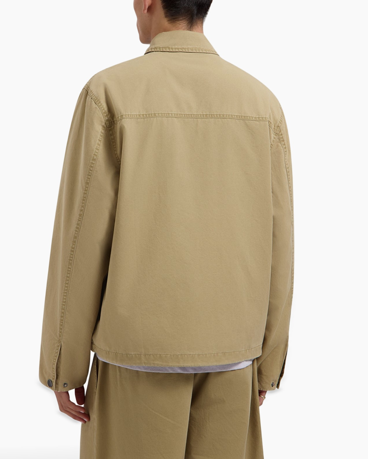 jacket, zipper, beige, long sleeves, casual coat