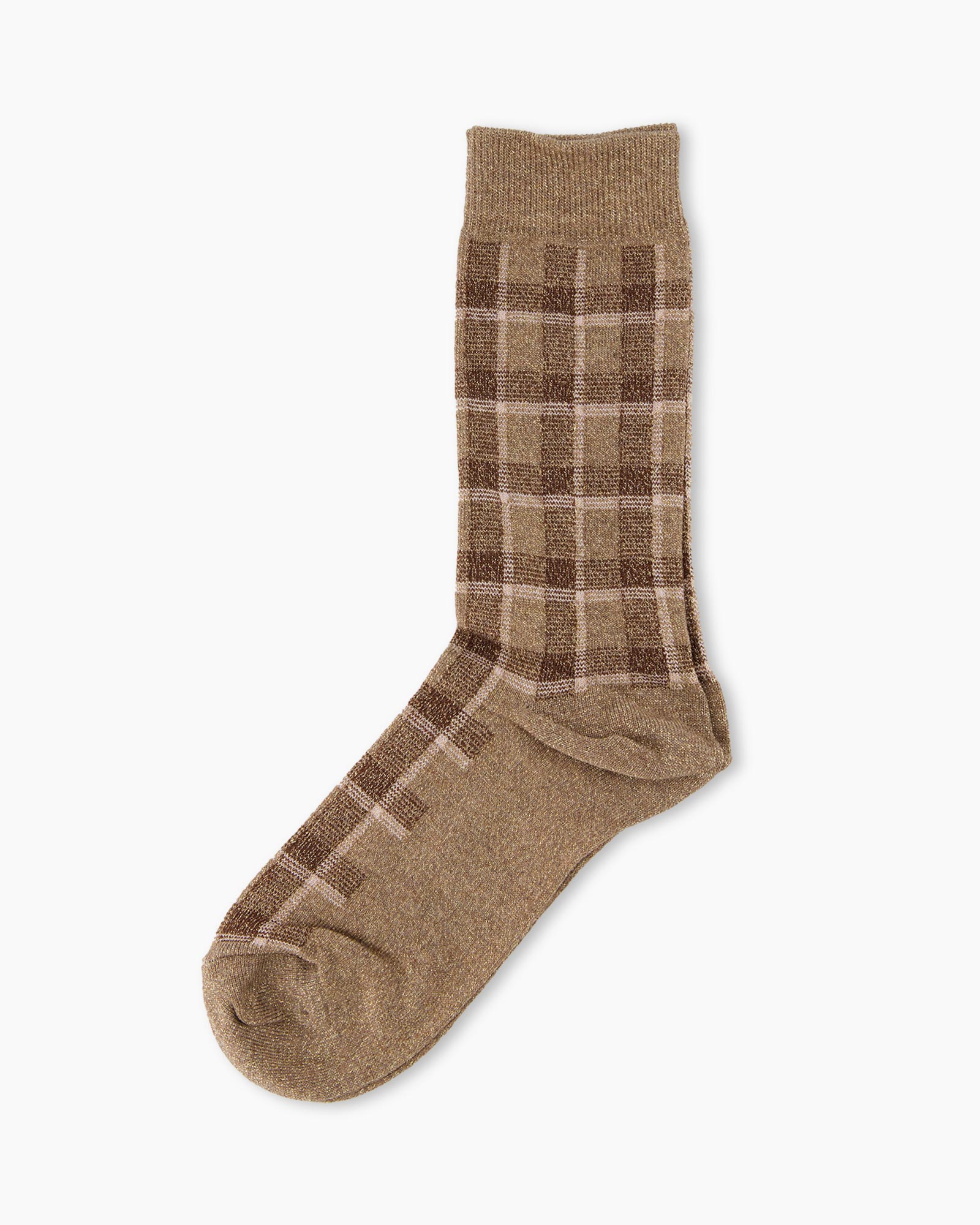 socks, knee-high, plaid, brown, knit