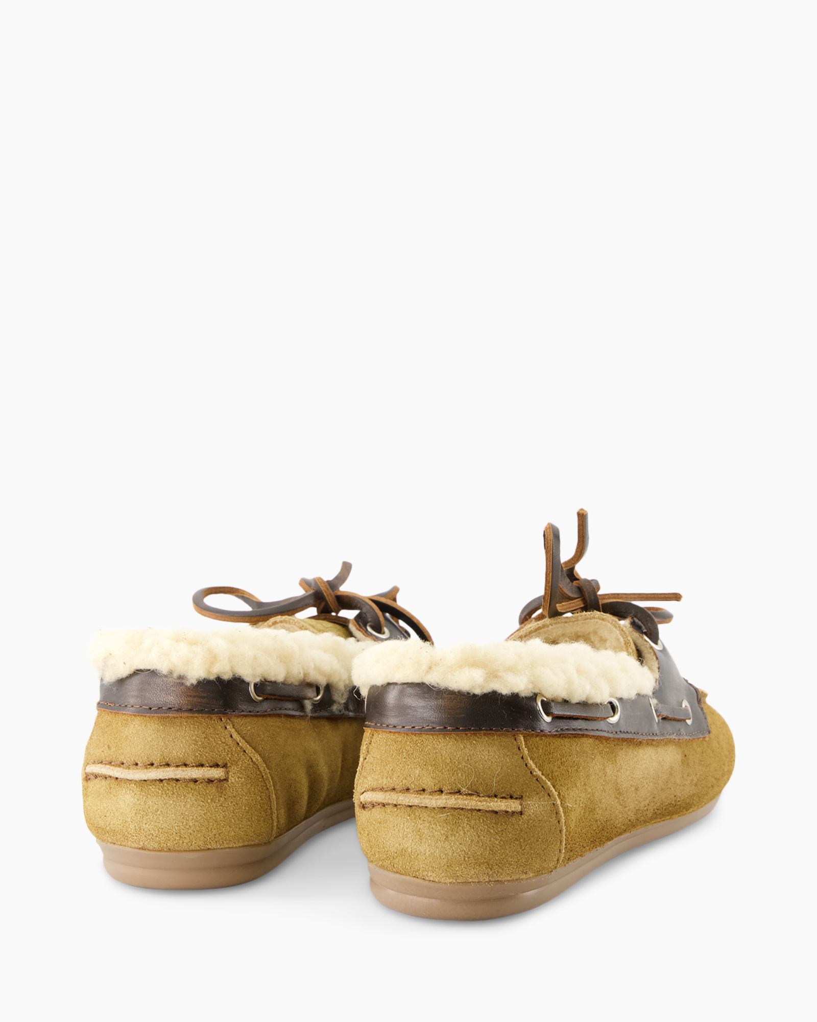 moccasins, suede, shearling, brown, slip-on