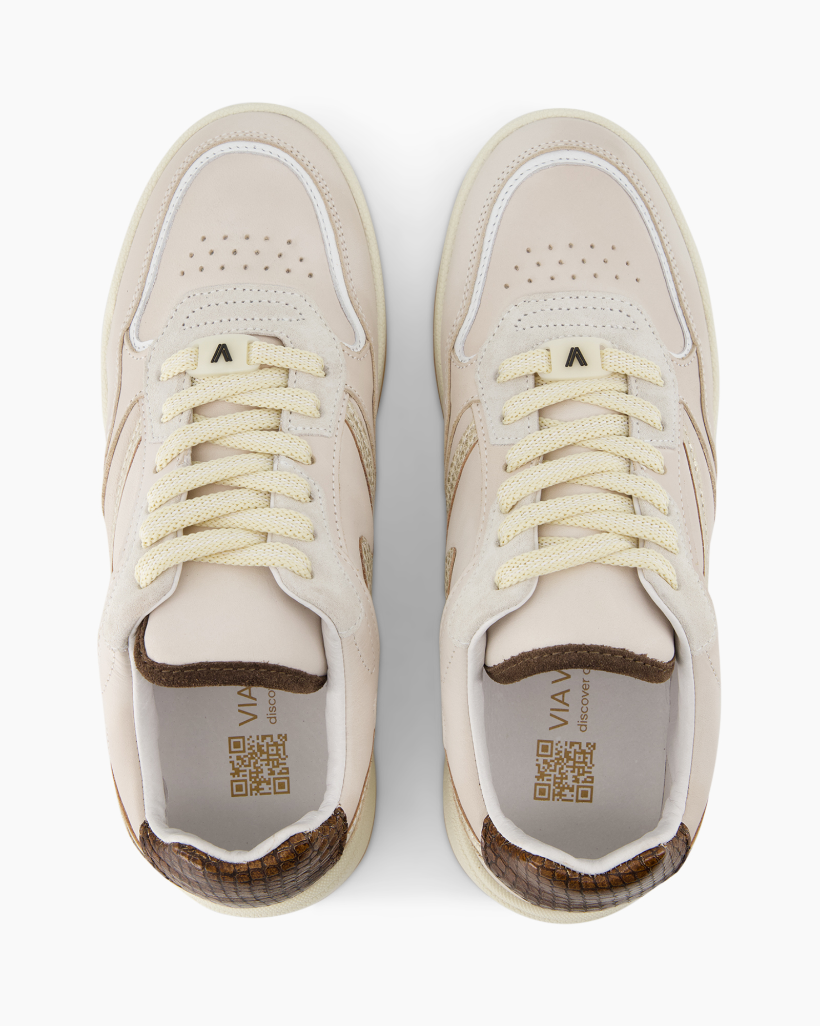 sneakers, laces, beige, perforations, brownheel