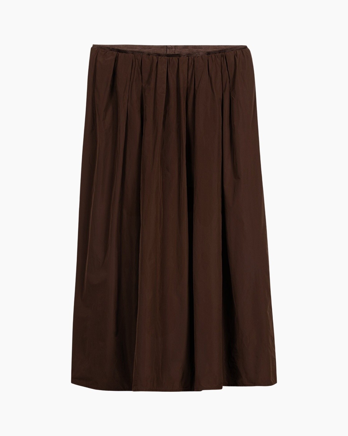 skirt, brown, long, gathered, elastic waistband