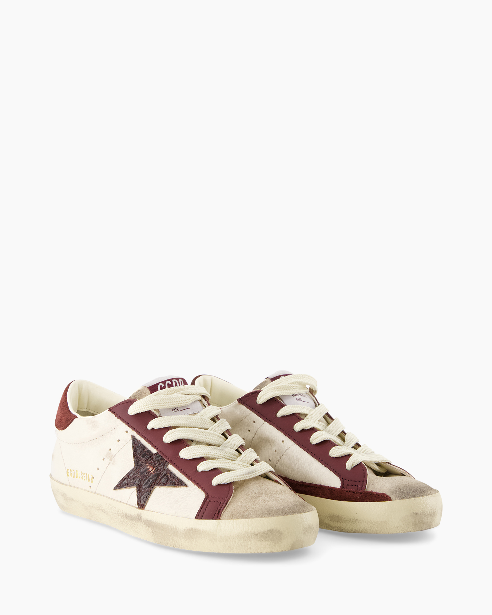 sneakers, casual shoes, lace-up, star logo, cream burgundy
