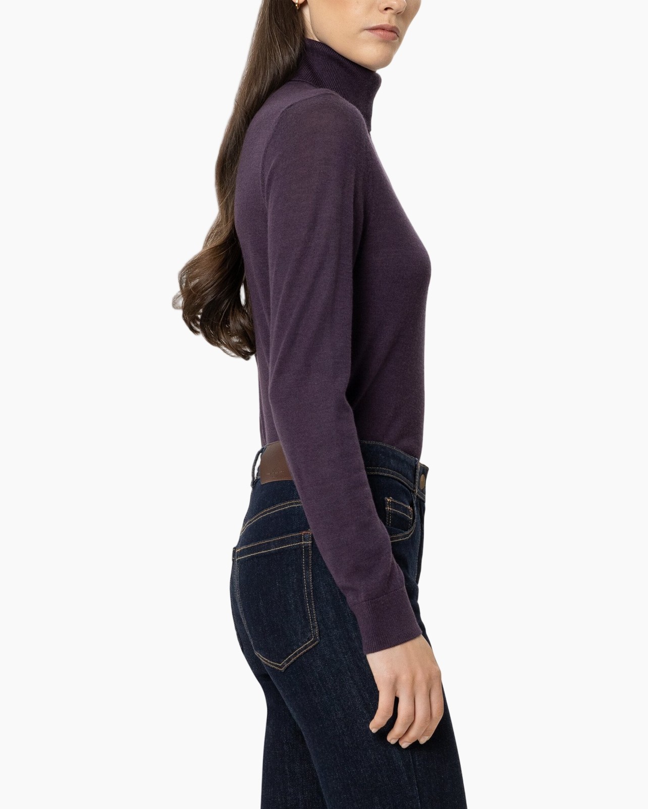 turtleneck, long-sleeve, purple, knit, top
