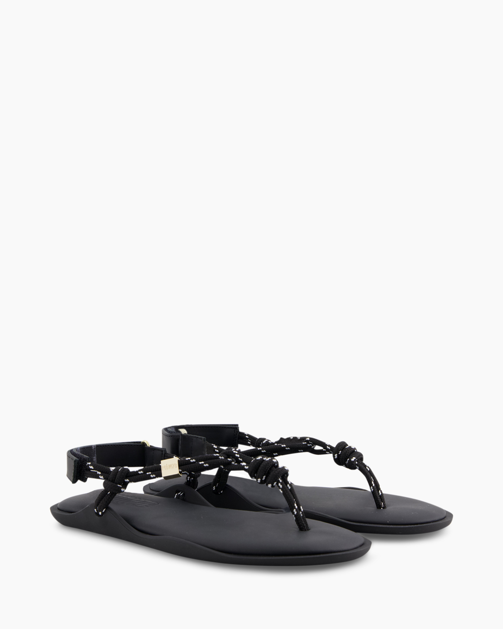 sandals, toe-post, strap, black, flat