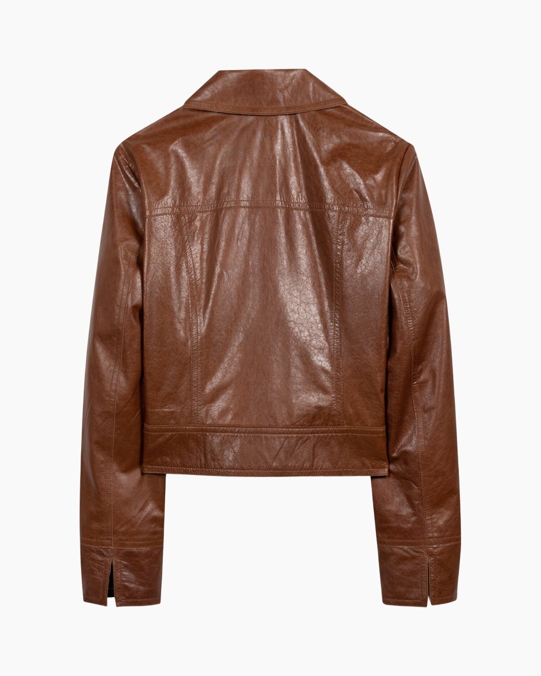 brown, leather, jacket, back, collar