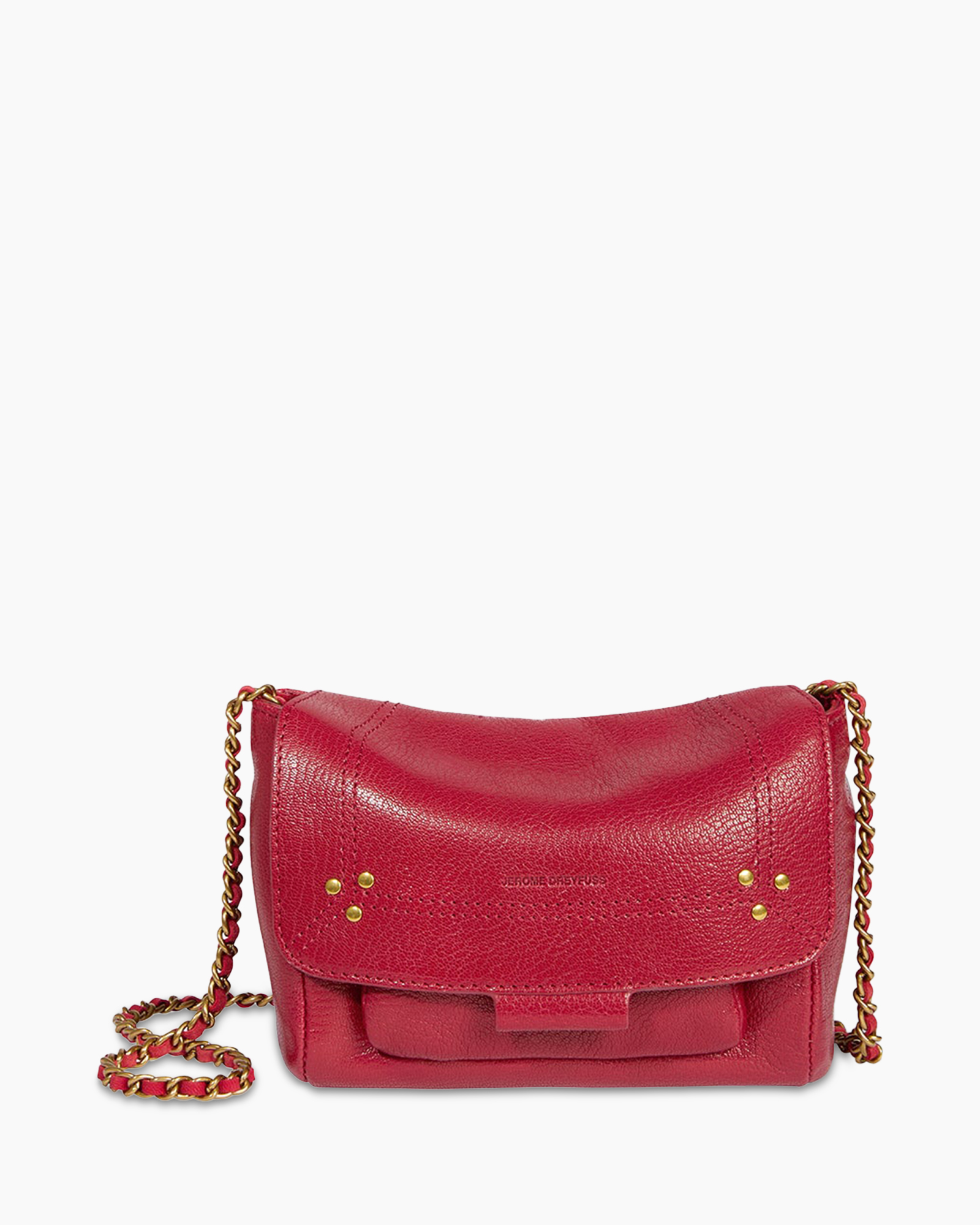 crossbody, purse, red, leather, chain-strap