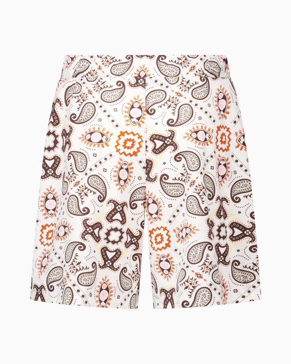 shorts, paisley, printed, white, patterned